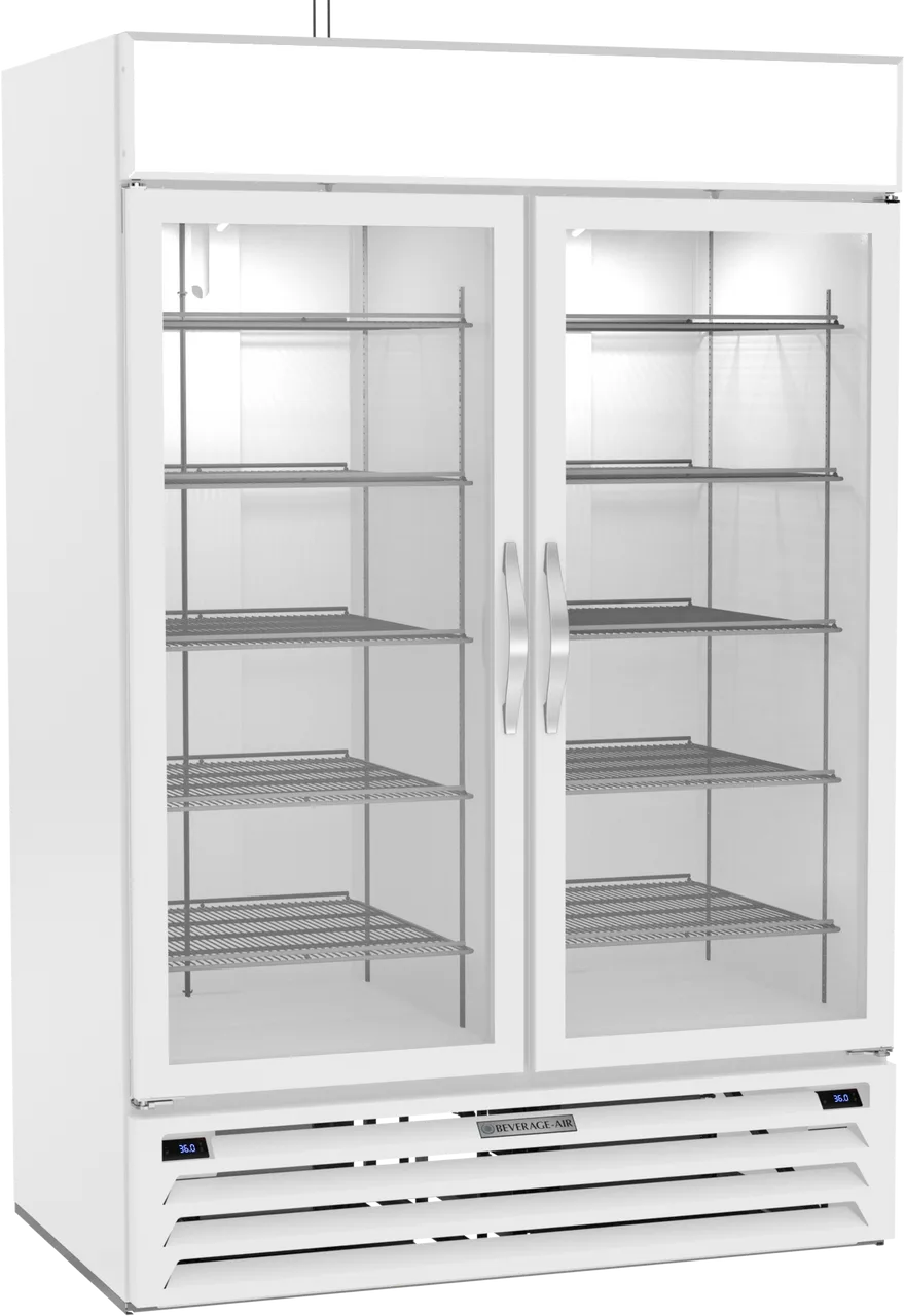 Beverage Air MMRR49HC-1-A-WW 52" Dual Temp 2 Glass Door Merchandiser in White, 42 cu. ft.