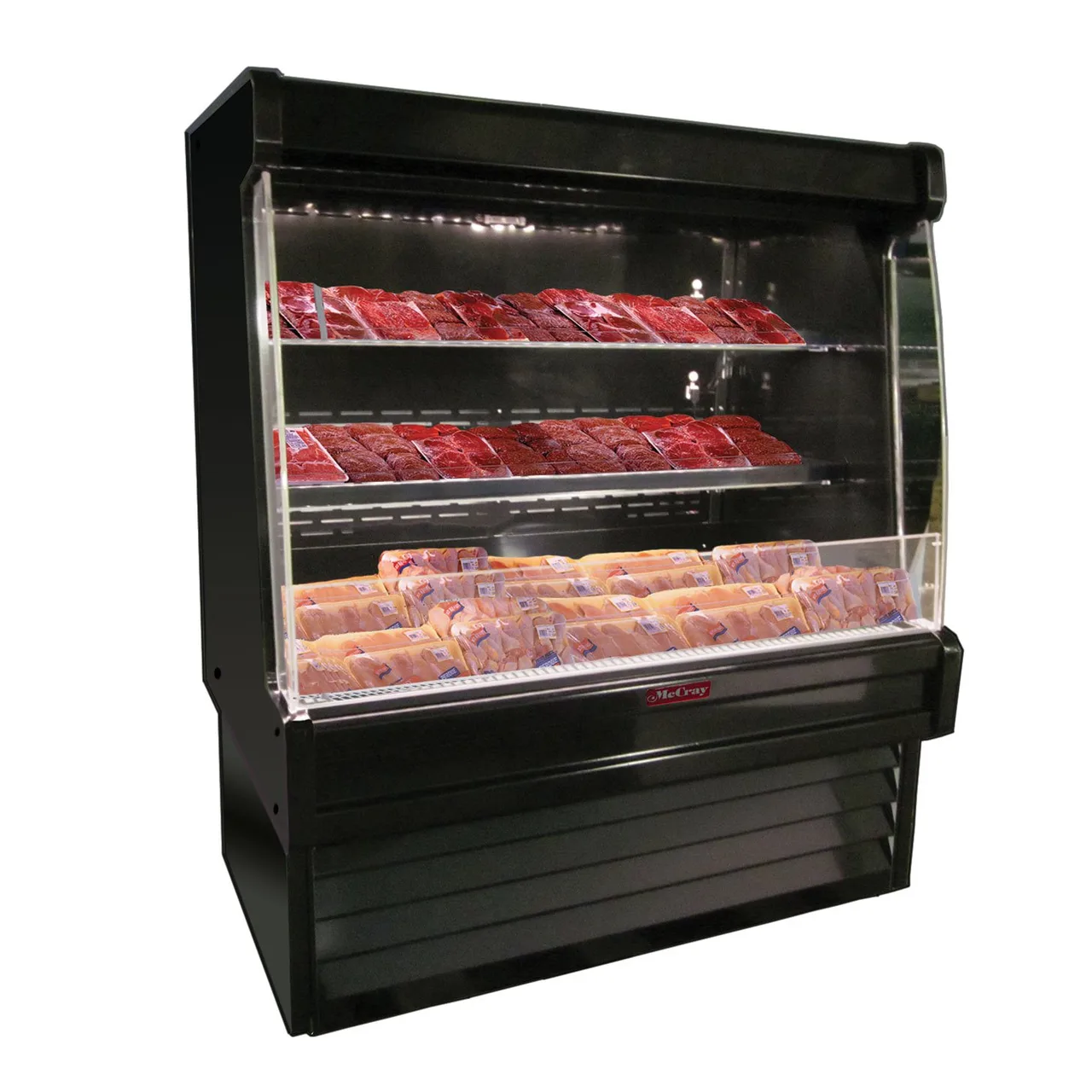 Howard-McCray R-OM35E-6L-B-LED 75" Vertical Packaged Meats Open Merhandiser in Black, Remote