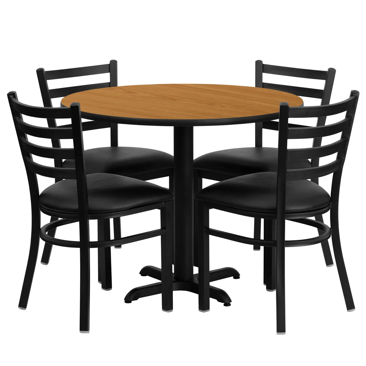 Flash Furniture HDBF1031-GG 36" Round Table & 4 Chair Set, Black T-Mold Edge, Cast Iron Base