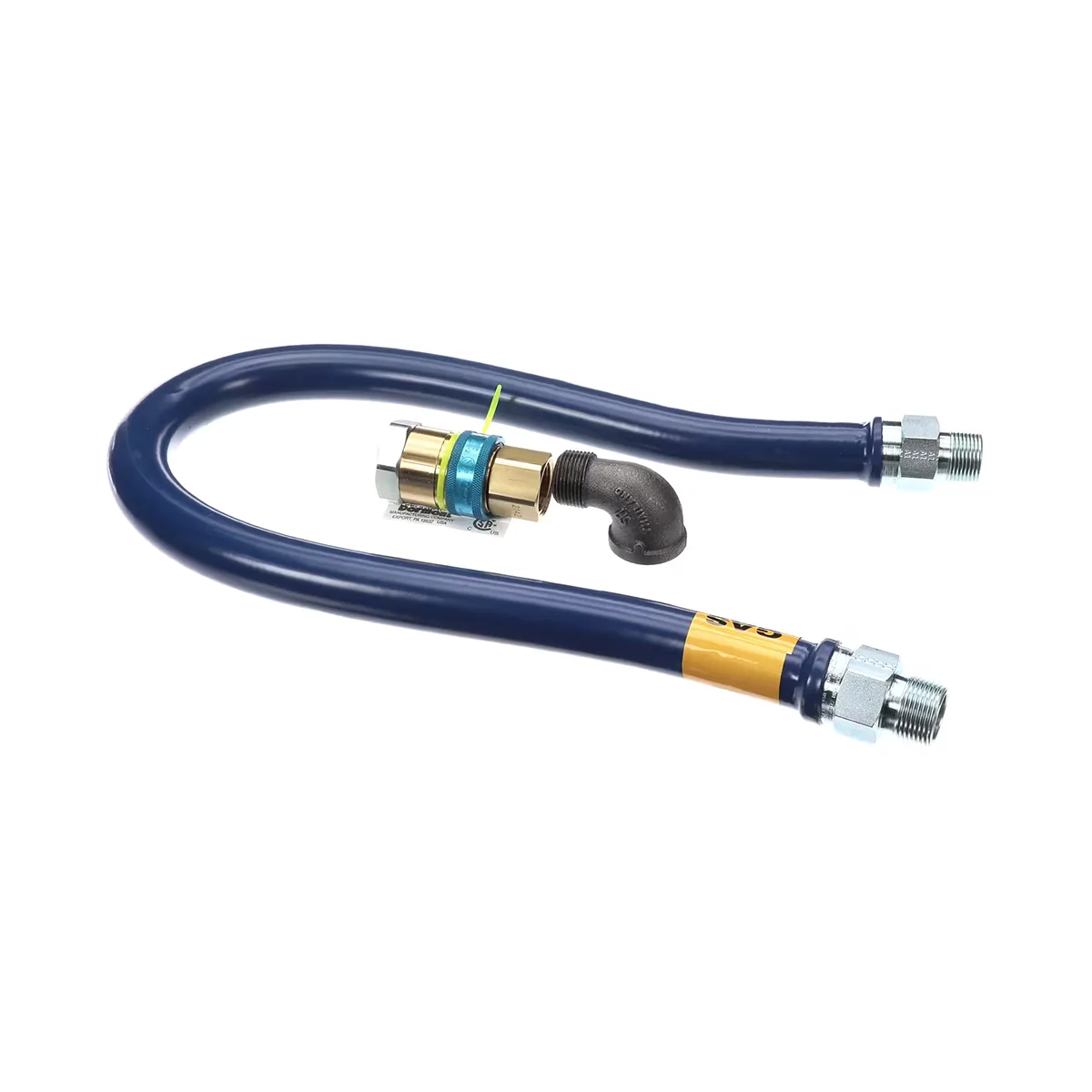 Dormont 16100BPQ48BX Blue Hose 48" Moveable Gas Connector Hose Kit w/ Elbow, 1" Dia., in Box