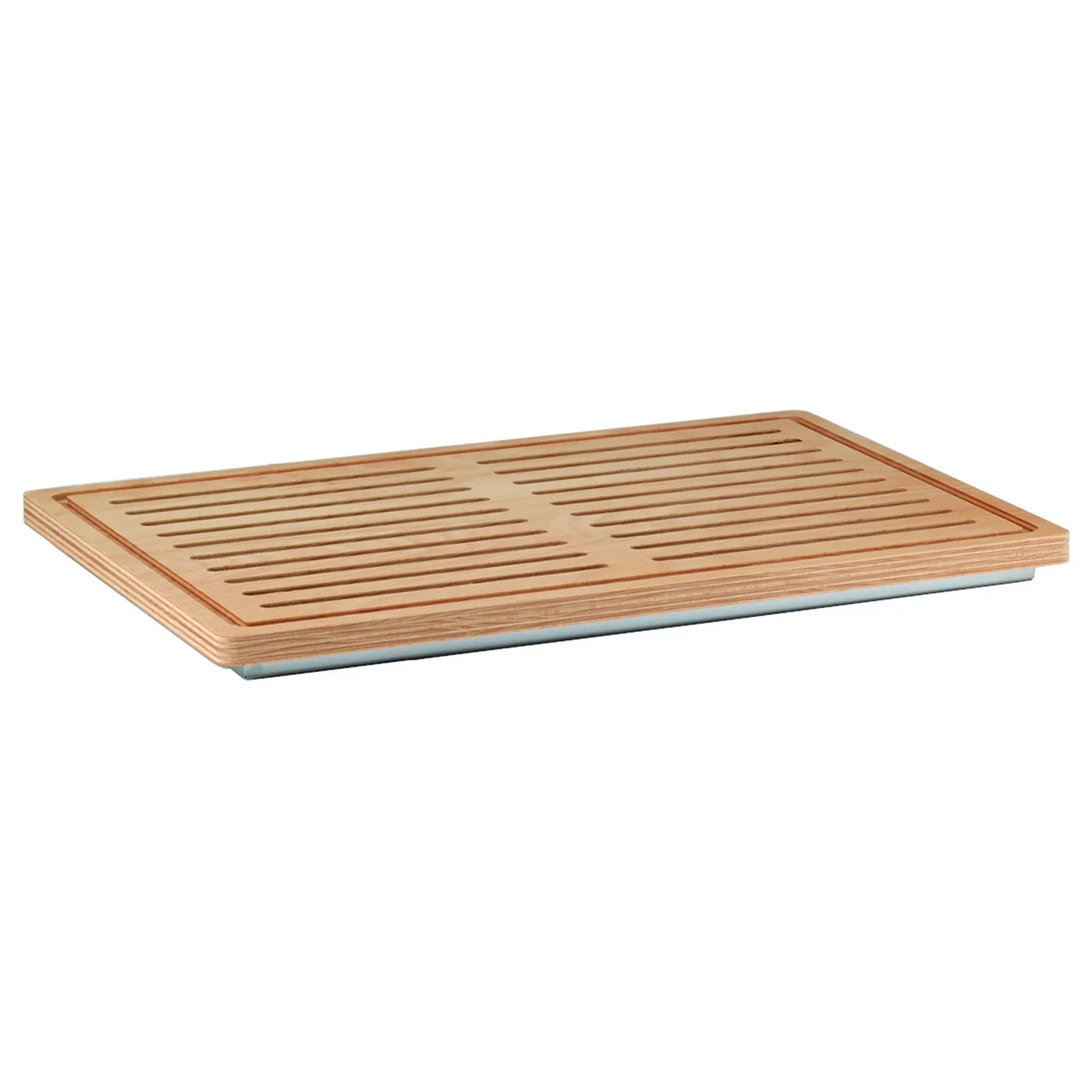 GET 3856010 Bread Board, 22-4/5" x 14-4/5" x 1-2/5" Rectangular Tan Wood, Stainless Reservoir - Set