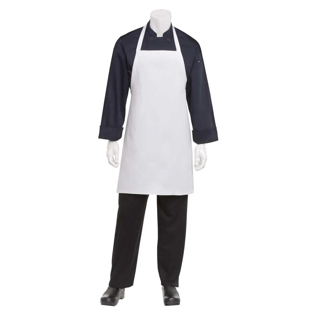 Chef Works APKDC-WHT-0 Bib Apron, 33"L x 27.5"W, White, 65/35 Poly/Cotton