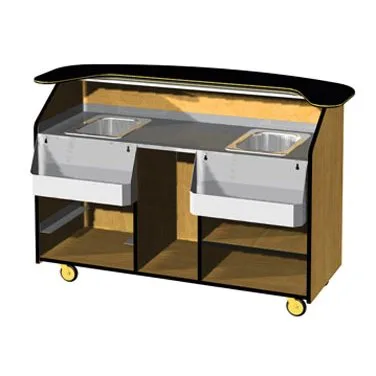 Lakeside 68500 40 lb. Ice Bin (2) 7-Bottle Removable Speed Rail-66" Portable Bar