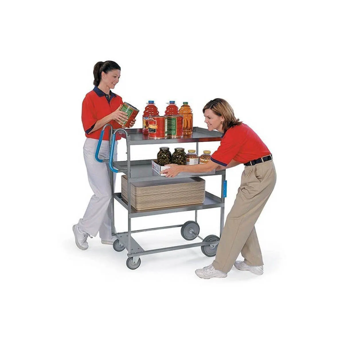 Lakeside 5925 41" Ergo-One® Heavy Duty Stainless Steel 3 Shelf Utility Cart - 700 lb. Capacity