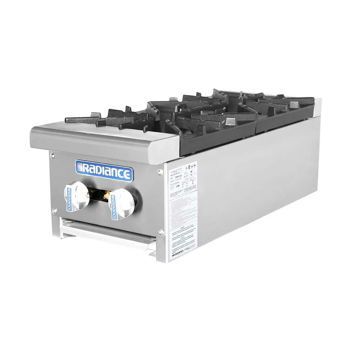 Turbo Air TAHP-12-2 12" Countertop Gas Hotplate with (2) Burners, Manual Control, 64.000 BTU