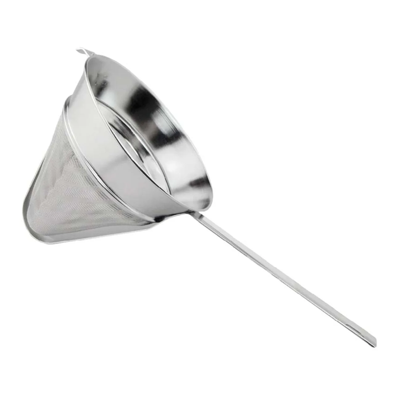Omcan USA 80121 - 10" Diameter 40 Mesh Stainless Steel Chinois Bouillon Strainer With Flat Handle