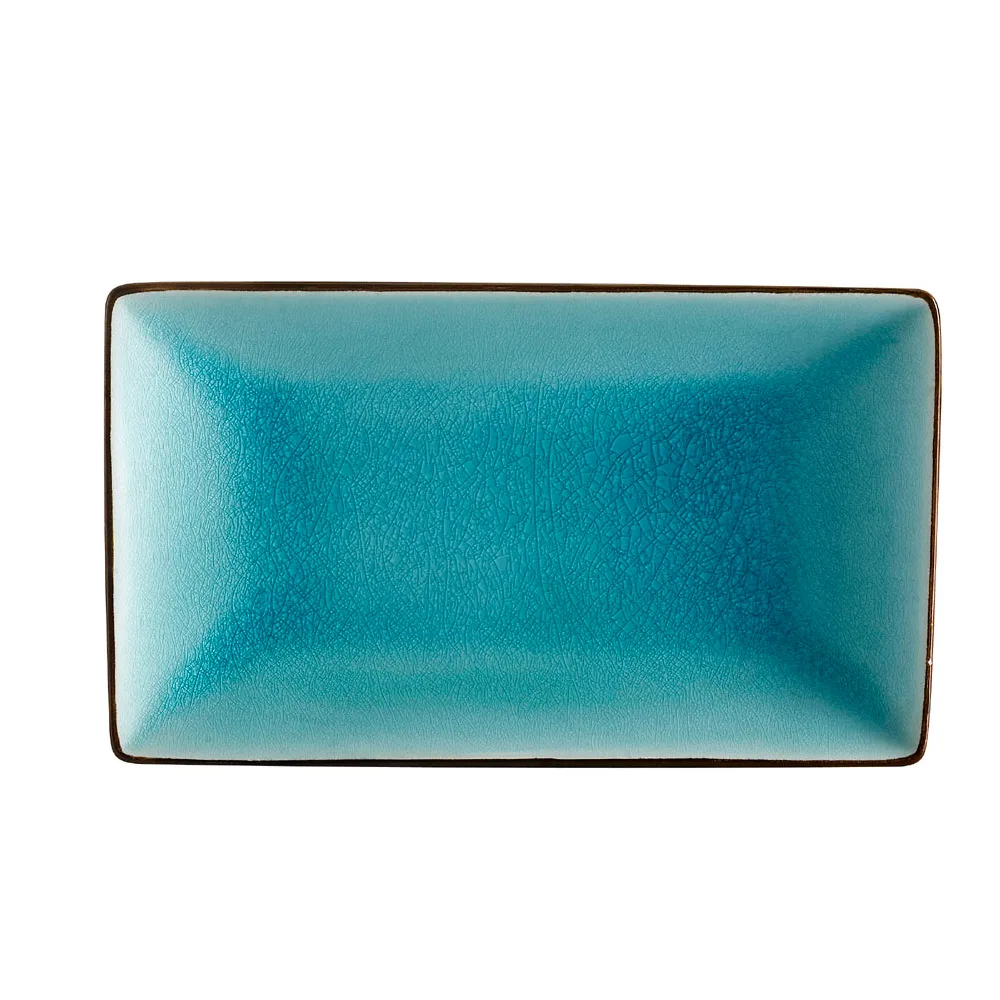 CAC China 666-33-BLU Lake Blue Ceramic Platter, 5" L x 3-1/2" W x 1" H, Dishwasher/Oven Safe 1 Dozen