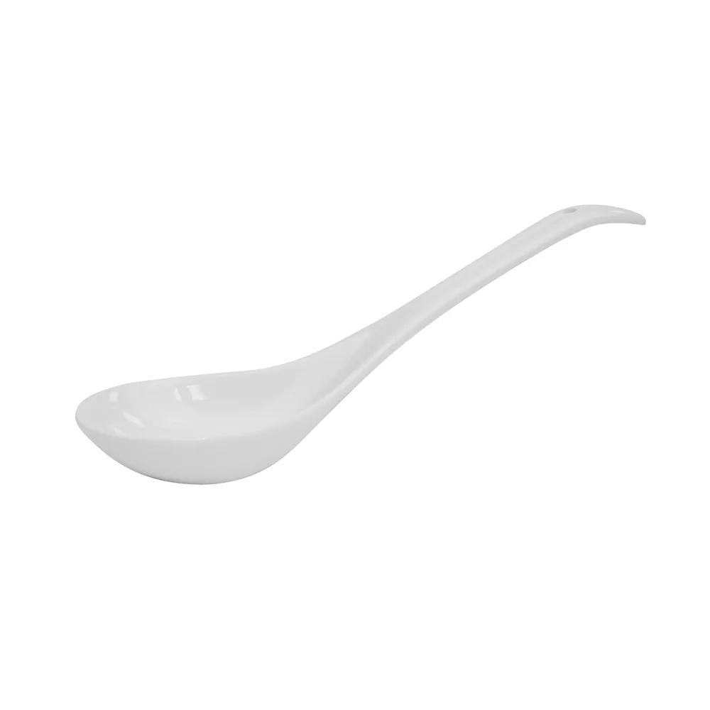 CAC China LN-SP9 - Lion Head Soup Spoon, 1.5 oz, 9" Porcelain Super White, Dishwasher Safe - 1 Dozen