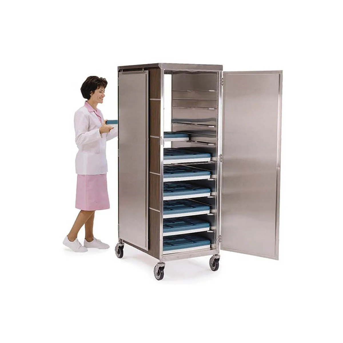 Lakeside 847 Stainless Steel 20 Tray Pass-Thru Meal Delivery Cart w/ 1 Compartment