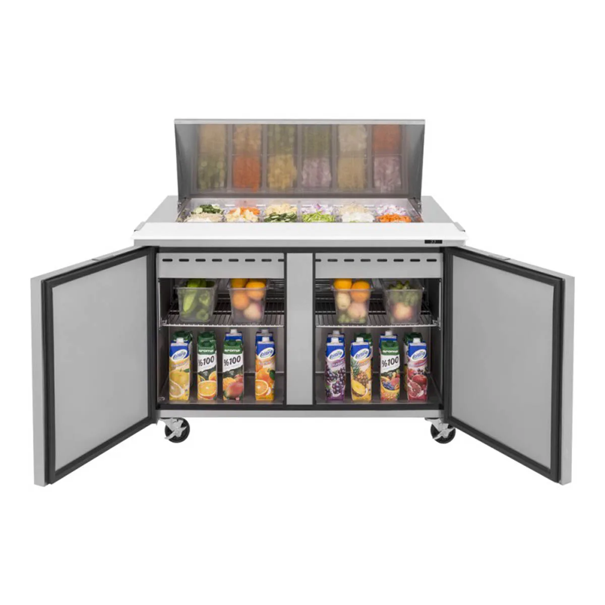 Turbo Air TST-48SD-18-N 48" Mega Top Sandwich/Salad Prep Table w/ 2 Doors, 18 Pans