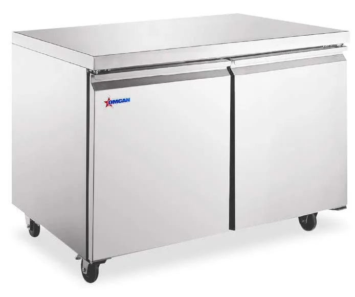 Omcan USA 50102 36" Two Solid Door Undercounter Refrigerator, Stainless Steel, 8.7 cu. ft.