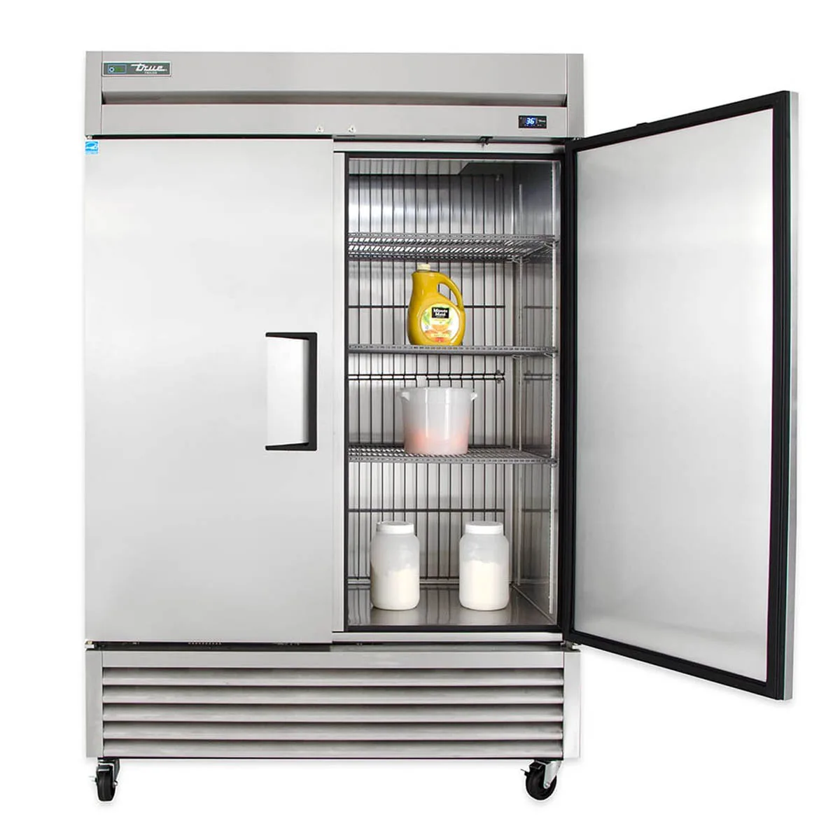 True T-49F-HC 54" 2-Solid Door Reach-In Freezer, Bottom Mounted, 49 cu. ft., Stainless Steel Front, Aluminum Sides