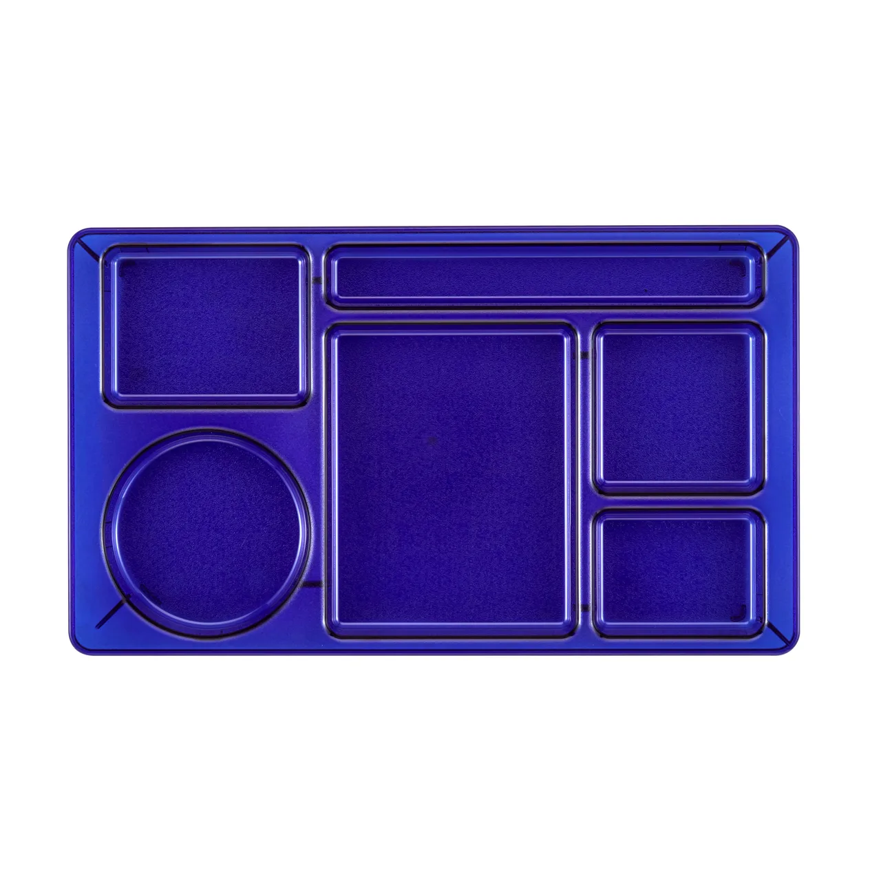 Cambro 915CW431 - 6-Compartment Rectangular Tray, 8-3/4" x 15" Blue Polycarbonate, Ecosafe