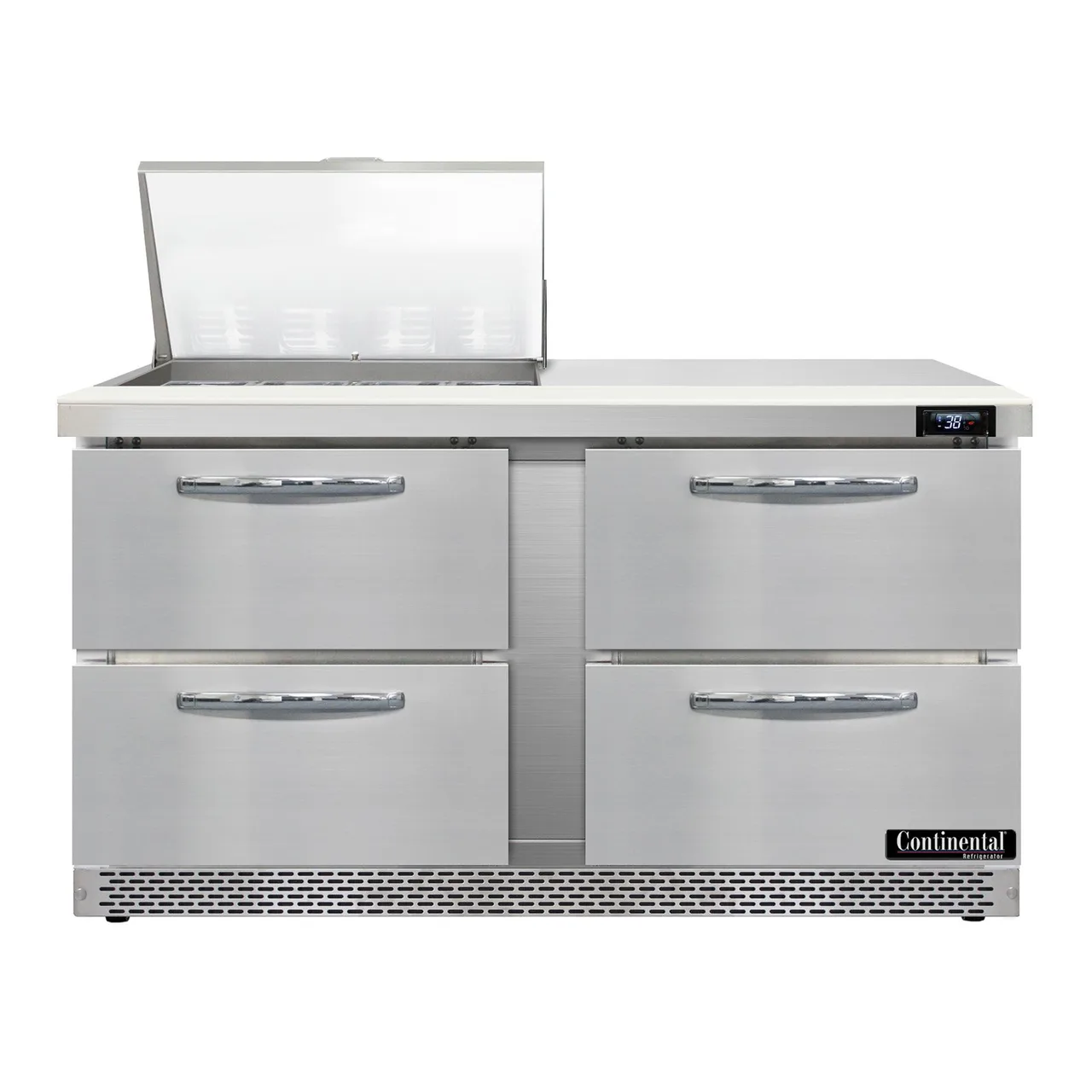 Continental Refrigerator D60N12M-FB-D 60" Mega Top Sandwich Prep Table w/ 4 Drawers, 12 pans