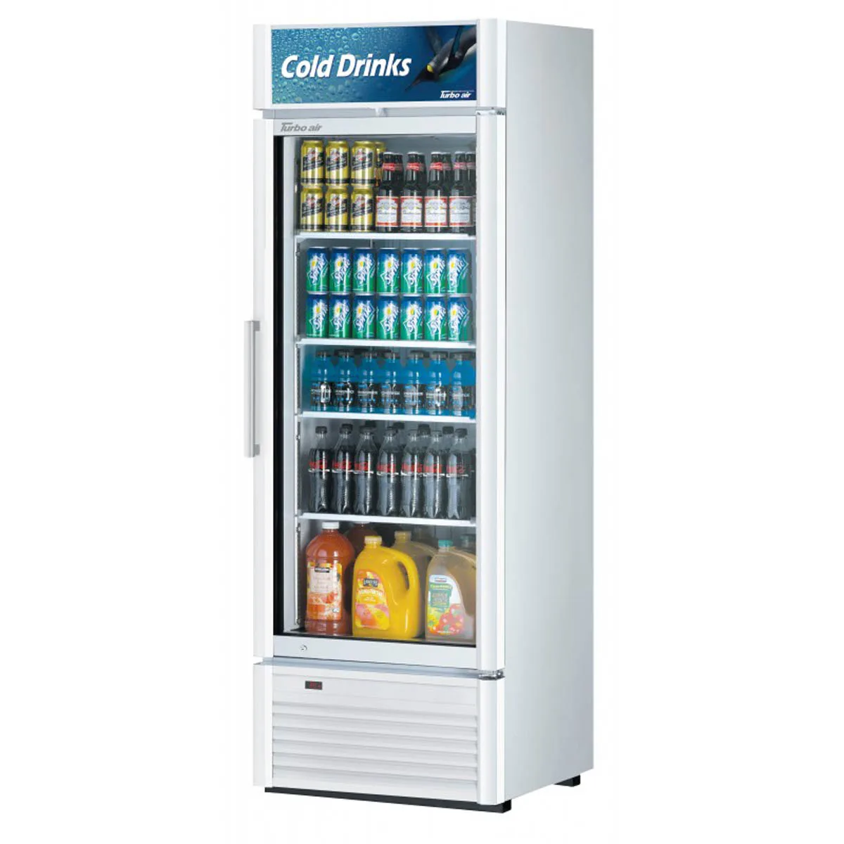 Turbo Air TGM-20SD-N6 27" 1-Glass Door Merchandiser Refrigerator, White or Black, 16.01 cu. ft., LED Lighting