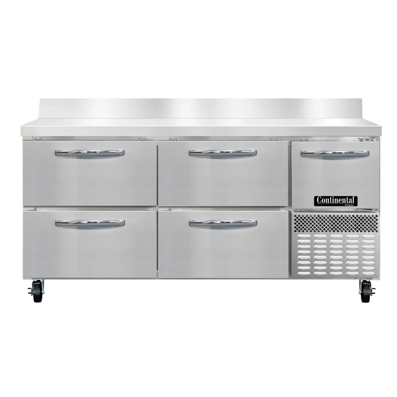 Continental Refrigerator FA68SNBS-D 68" 2-Section Worktop Freezer w/ 4 Drawers & 1 Half Door