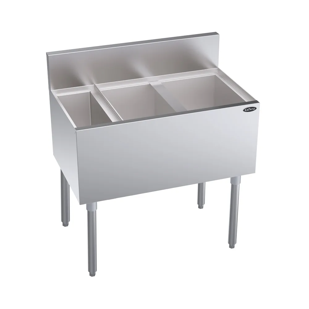 Krowne KR19-MS32R Bottle Well Bin Underbar Ice Bin/Cocktail Station w/ 92 lb Ice Bin