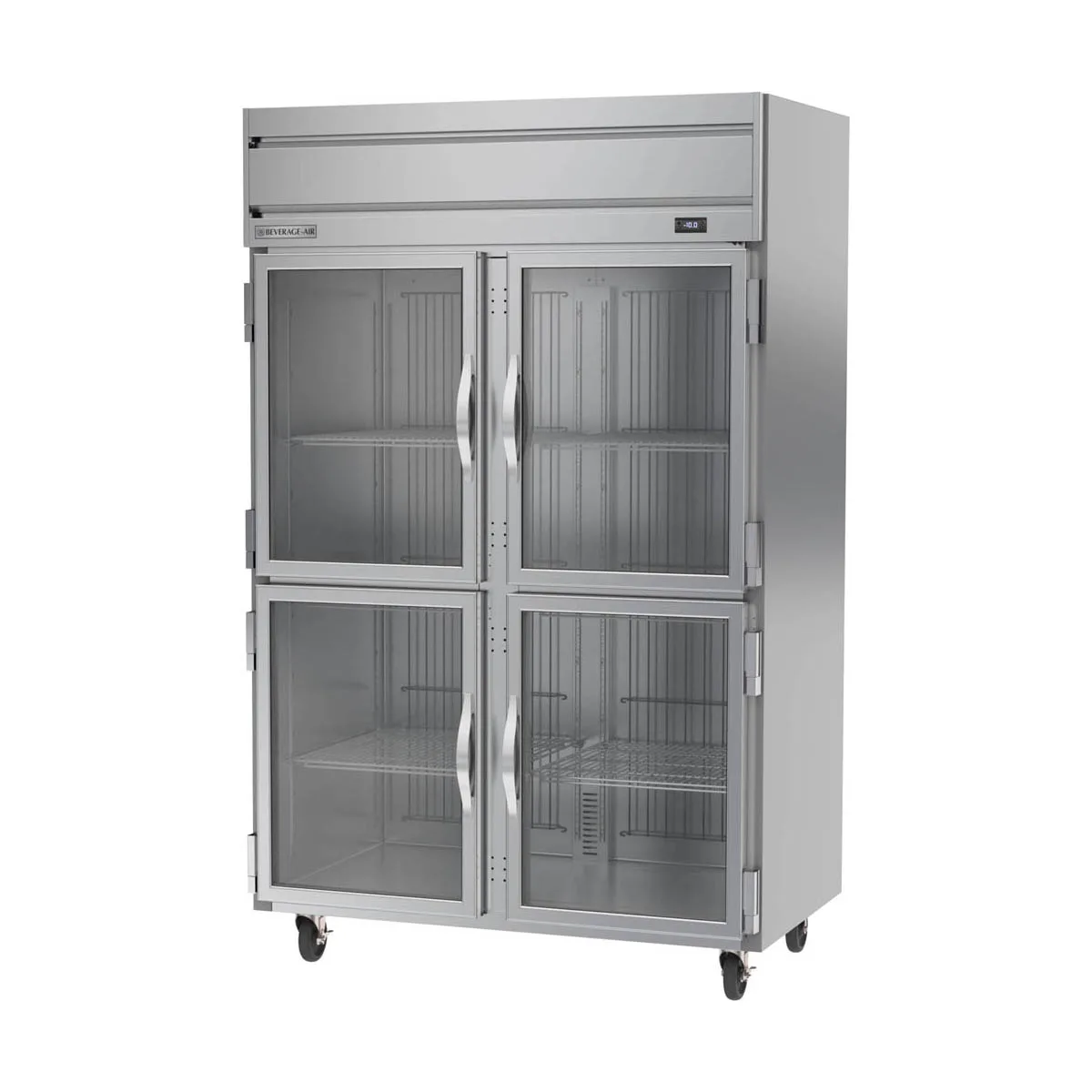Beverage Air HFS2HC-1HG 52" 4 Half Glass Door 2-Section Reach-In Freezer, Top Mount, 46.29 cu. ft.