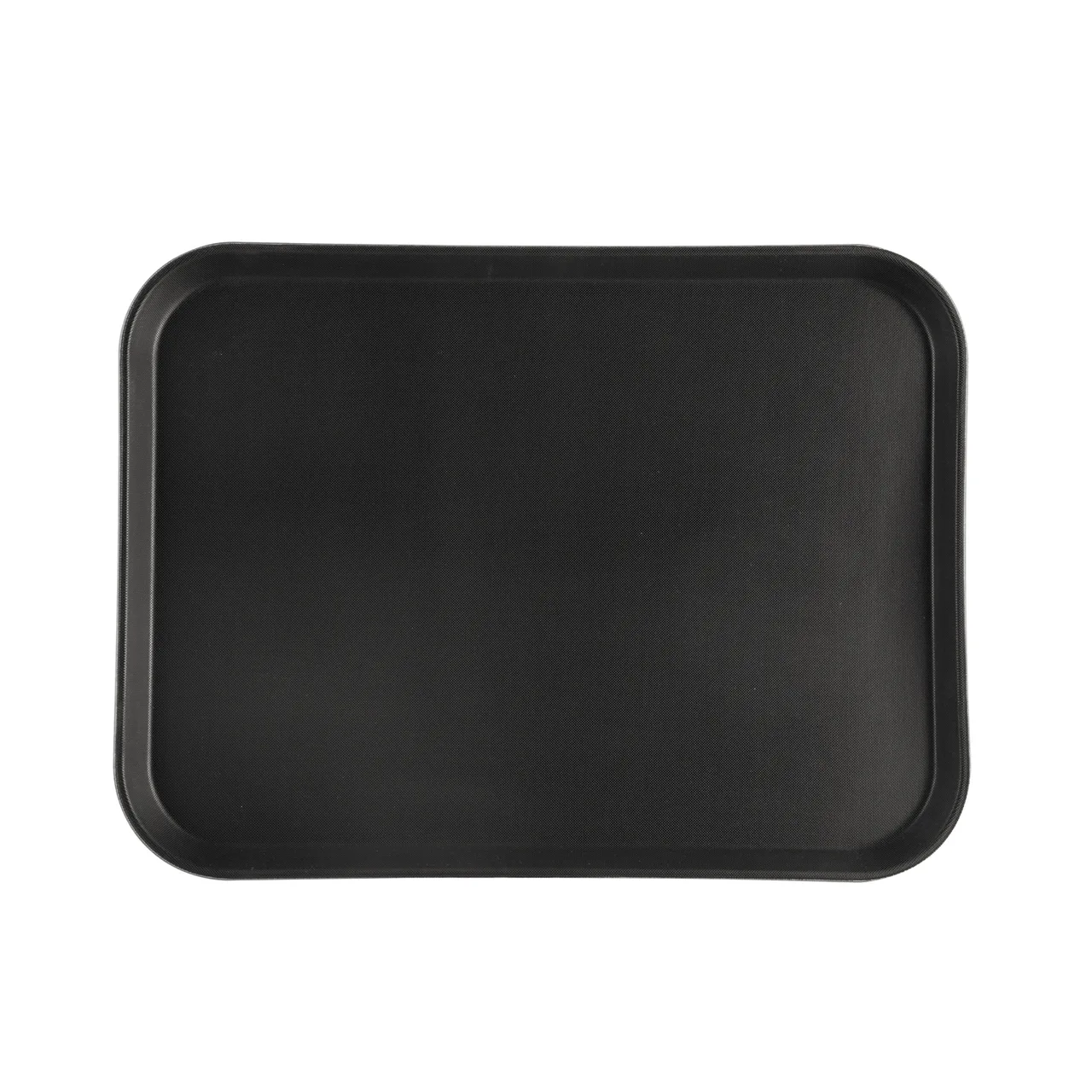 CAC China FGTD-1520BK Non-Slip Serving Tray, 20"L x 15"W, Rectangle, Fiberglass, Black, NSF Certified