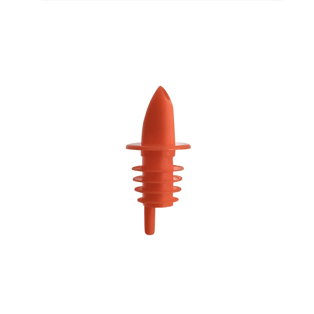CAC China LQPR-P2RD - Free Flow Liquor Pourer, Red PVC Plastic with Collar, Durable Spout, Sold per Dozen (12 pcs)