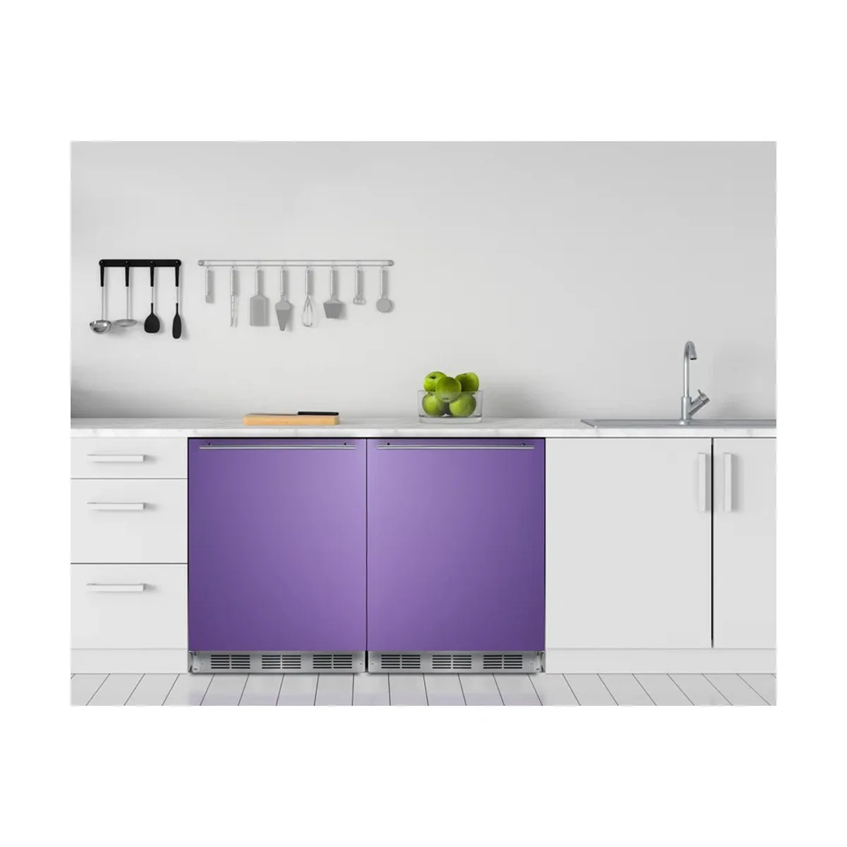 Summit BRF611WHP 23" Undercounter Freezer in White, w/ Lavender Purple Door, 5.1 cu. ft.