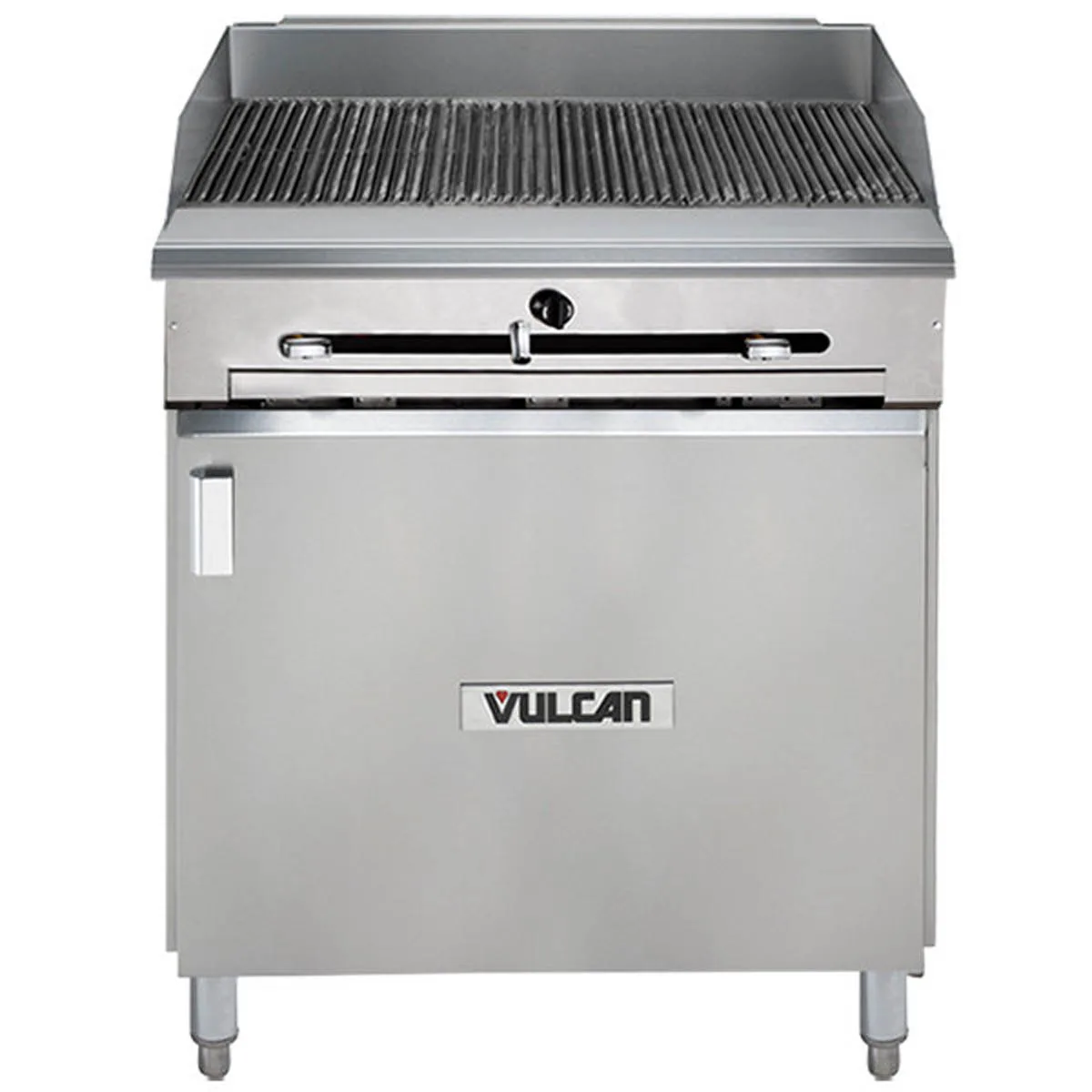 Vulcan VTC24 24" Gas Heavy Duty Range w/ 24" Full Infrared Charbroiler, Modular Base, 44.000 BTU