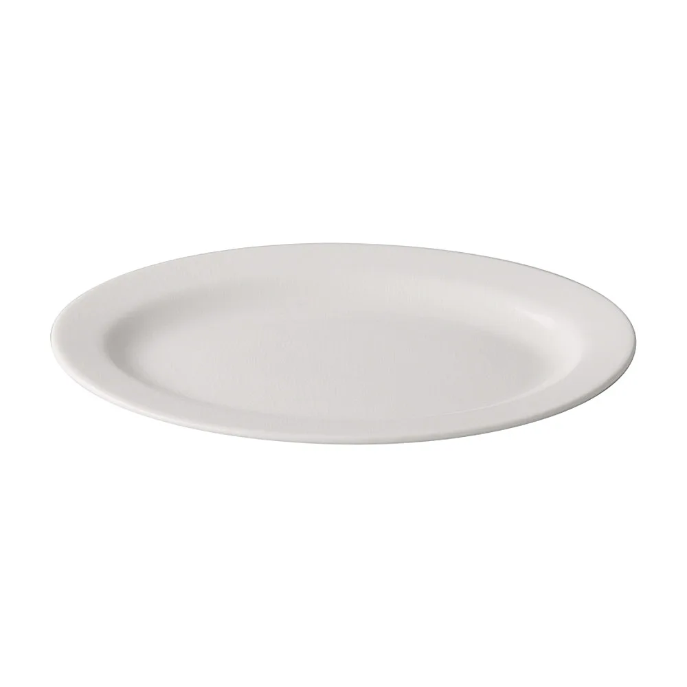 CACChina GW-12 Great Wall Porcelain Platter, 10-3/8" Bone White, Rolled Edge, Glazed Foot – 1 Dozen