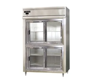 Continental Refrigerator D2RSNSSSGDHD 52" 2-Section Reach-In Refrigerator w/ 4 Glass Sliding Half Doors, All Stainless Steel, 32 cu. ft.