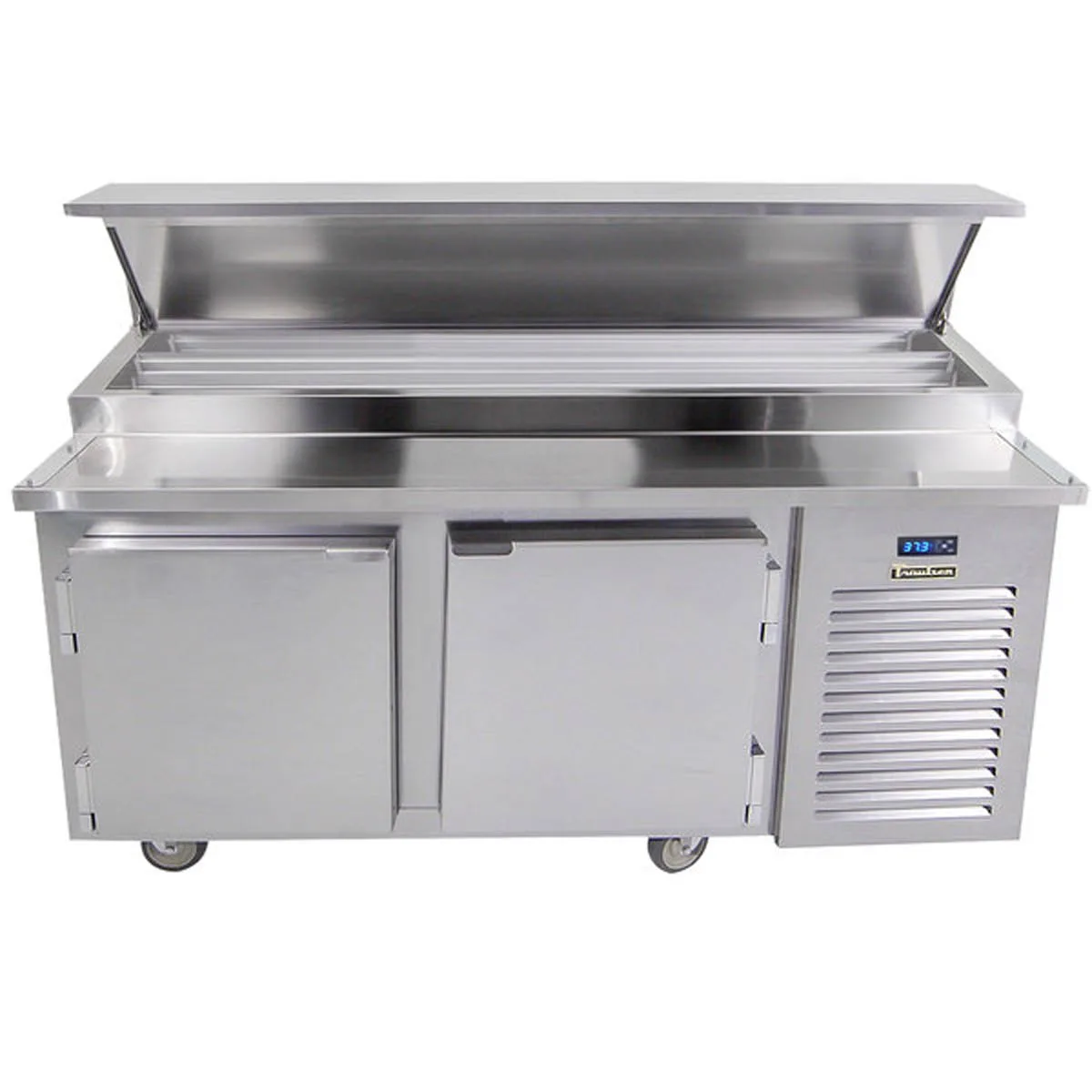 Traulsen TB065SL2S 65" 2-Section Refrigerated Pizza Prep Table w/ 2 Doors, (18) 1/6 Pans