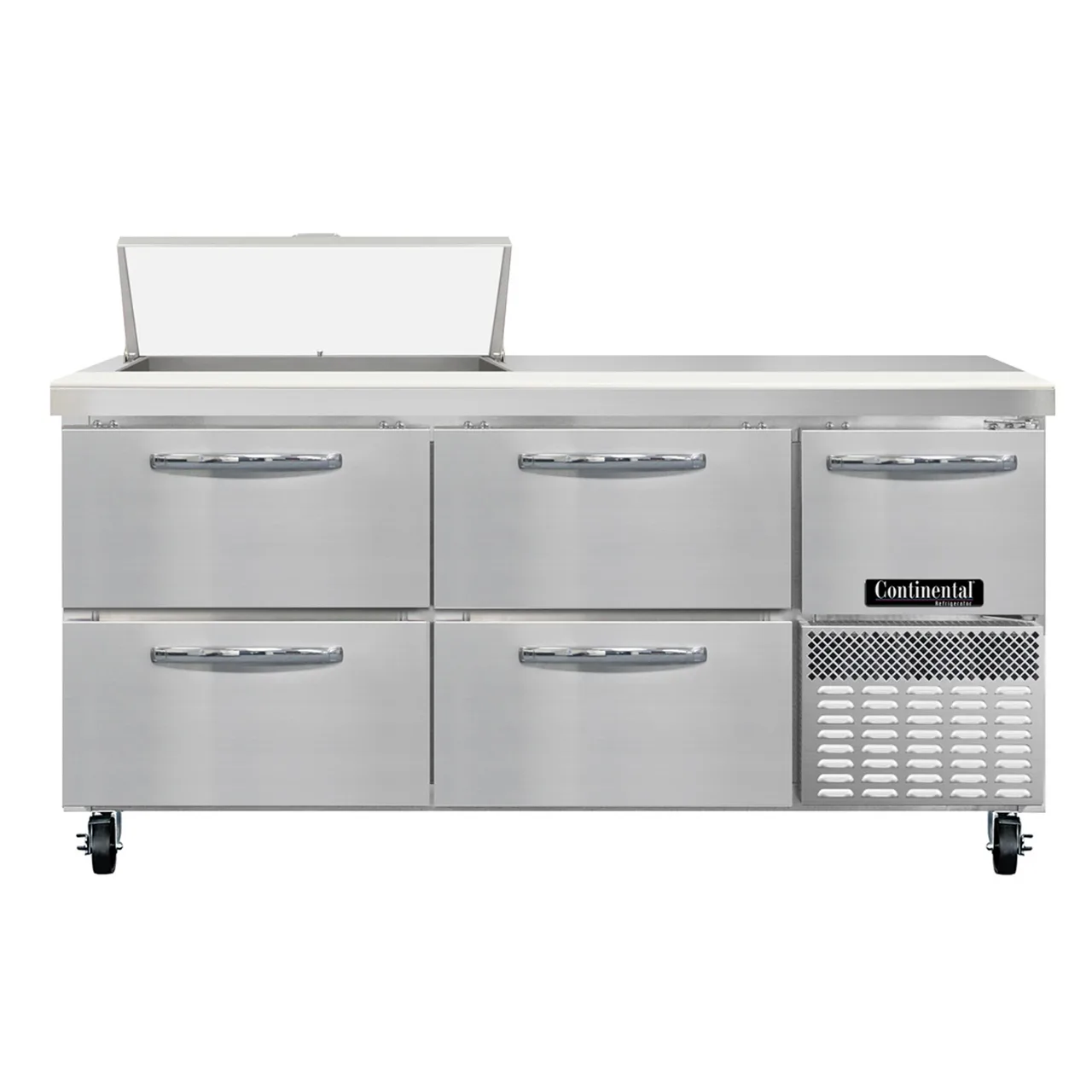 Continental Refrigerator RA68SN8-D 68" 1-Door & 4-Drawer Sandwich and Salad Prep Table, 8 Pans