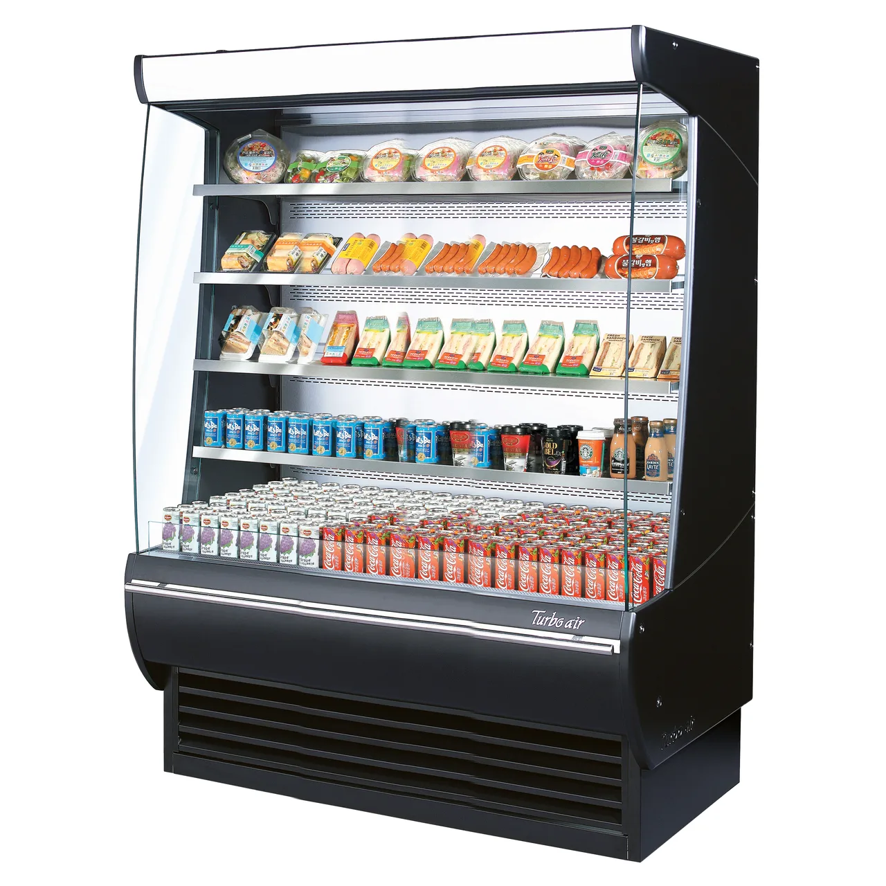 Turbo Air TOM-60DXB-SP(-A)-N 60" Vertical Extra Deep Open Air Merchandiser in Black, Self-Contained, 4 Shelves