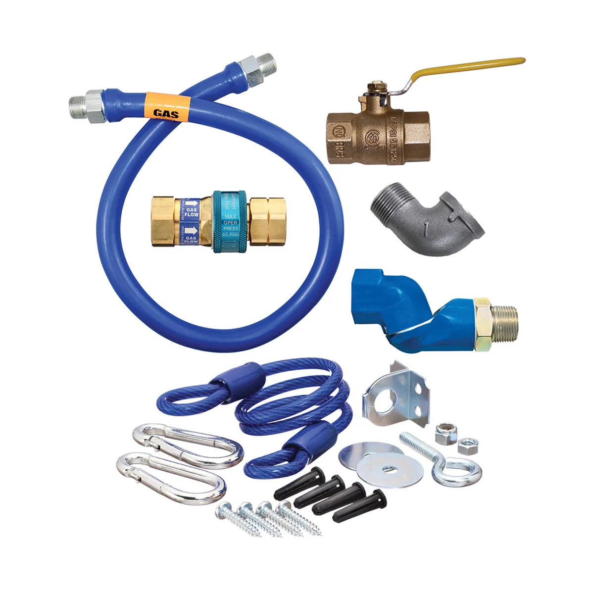 Dormont 1650KITS72 Deluxe SnapFast 72" Gas Connector Kit, Swivel MAX, Elbow and Restraining Cable