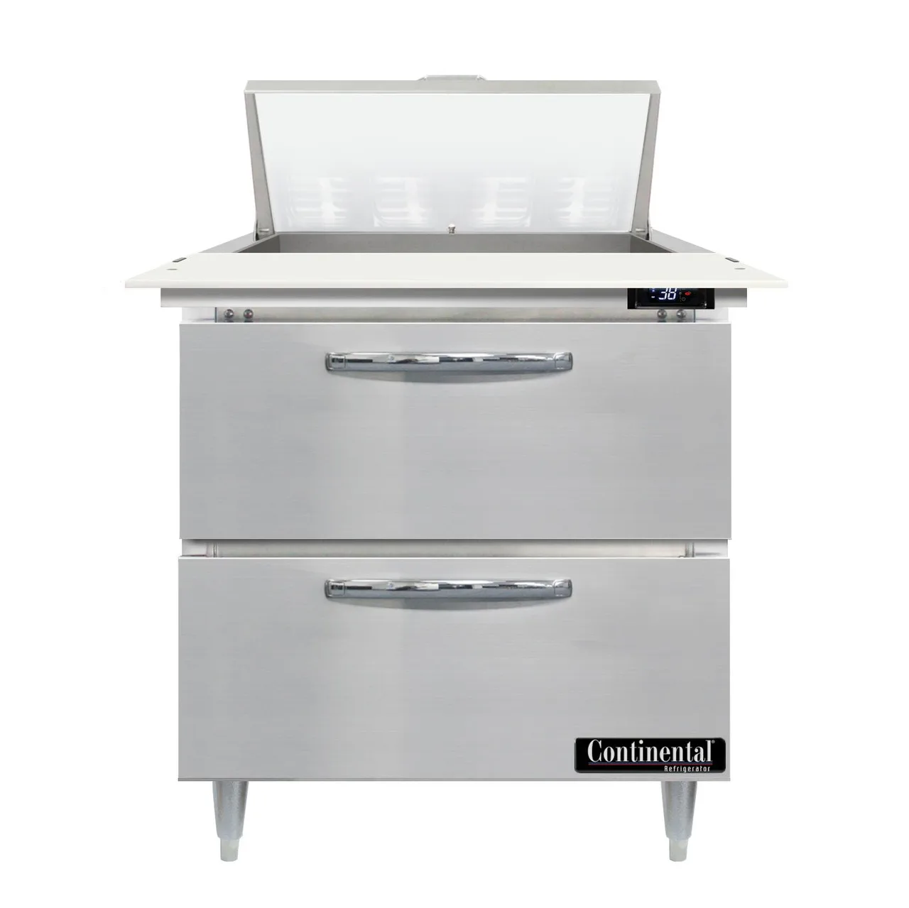 Continental Refrigerator D32N8C-D 32" One Section Sandwich / Salad Prep Table w/ 2 Drawers, 8 Pans