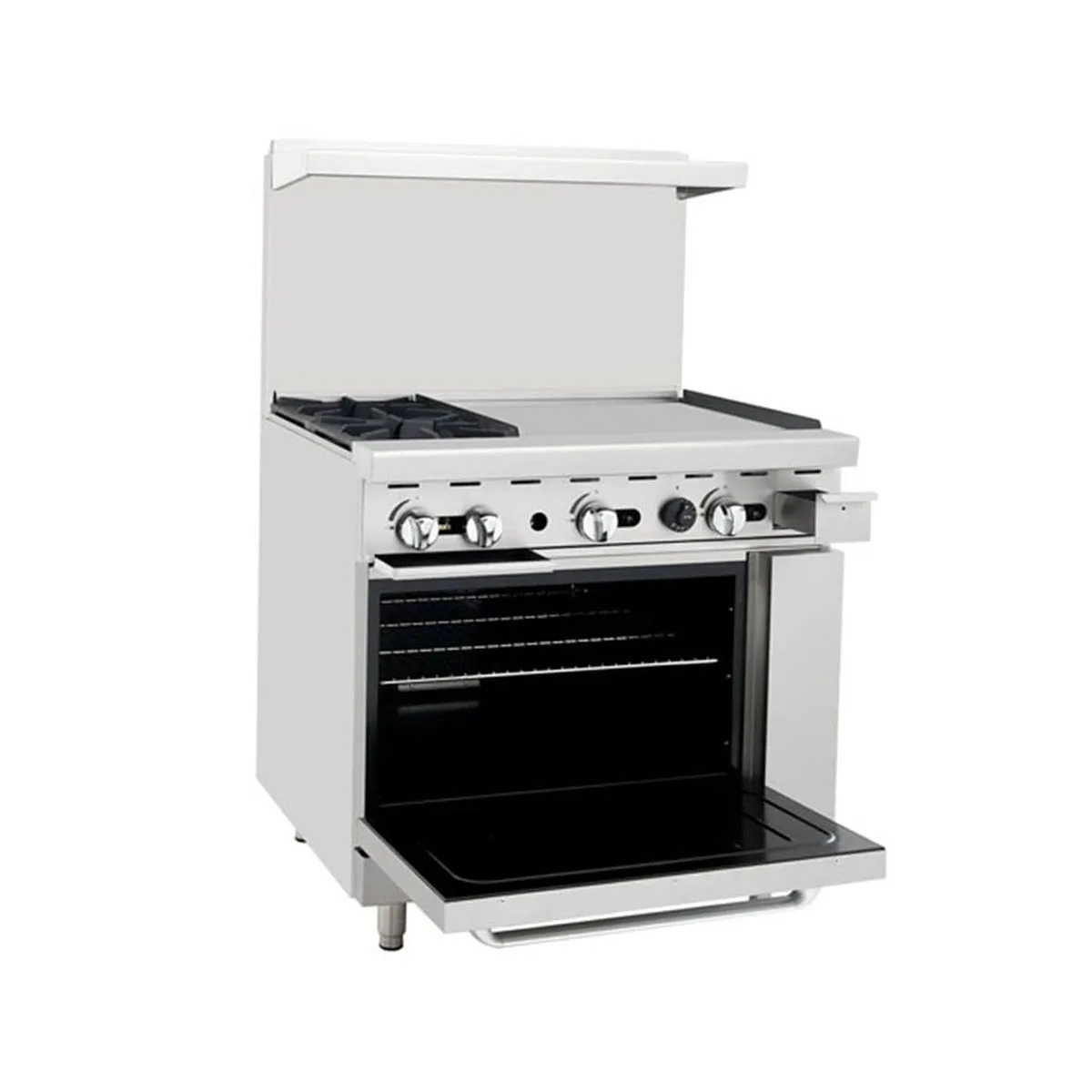 Atosa USA AGR-2B24GR-LP 36" LP Gas Restaurant Range w/  (2) Open Burners, 24" Griddle, 121.000 BTU