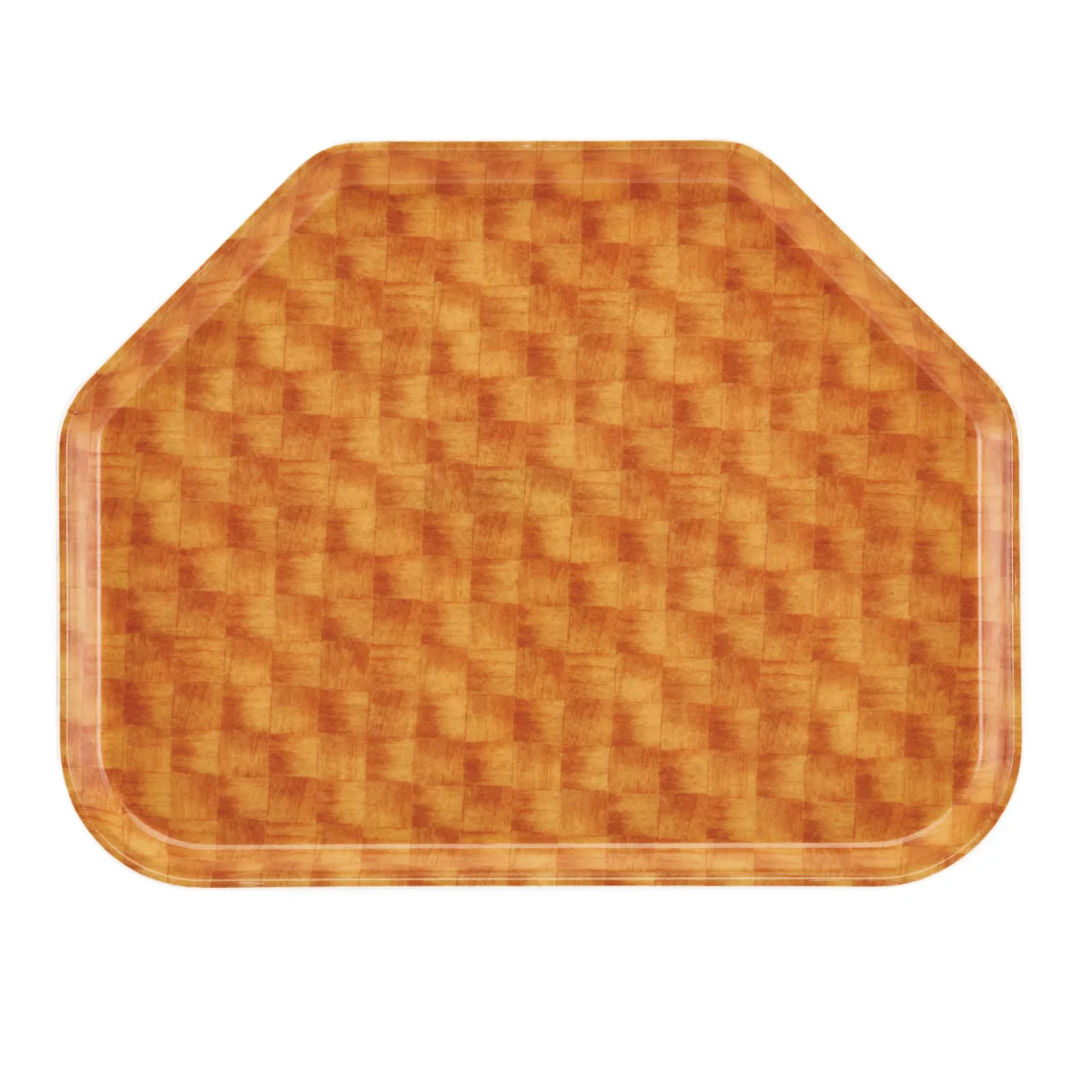 Cambro 1422TR302 Trapezoid Tray, 14" x 22", Fiberglass, Wood‑Design Color, Basketweave Finish