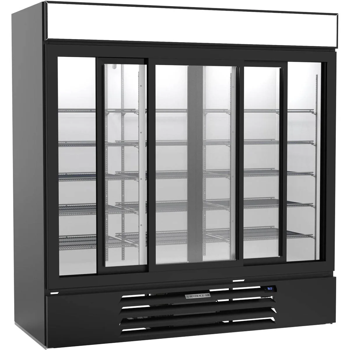 Beverage Air MMR66HC-1-B 75" Three Glass Door Merchandiser Refrigerator in Black, 64.4 cu. ft.