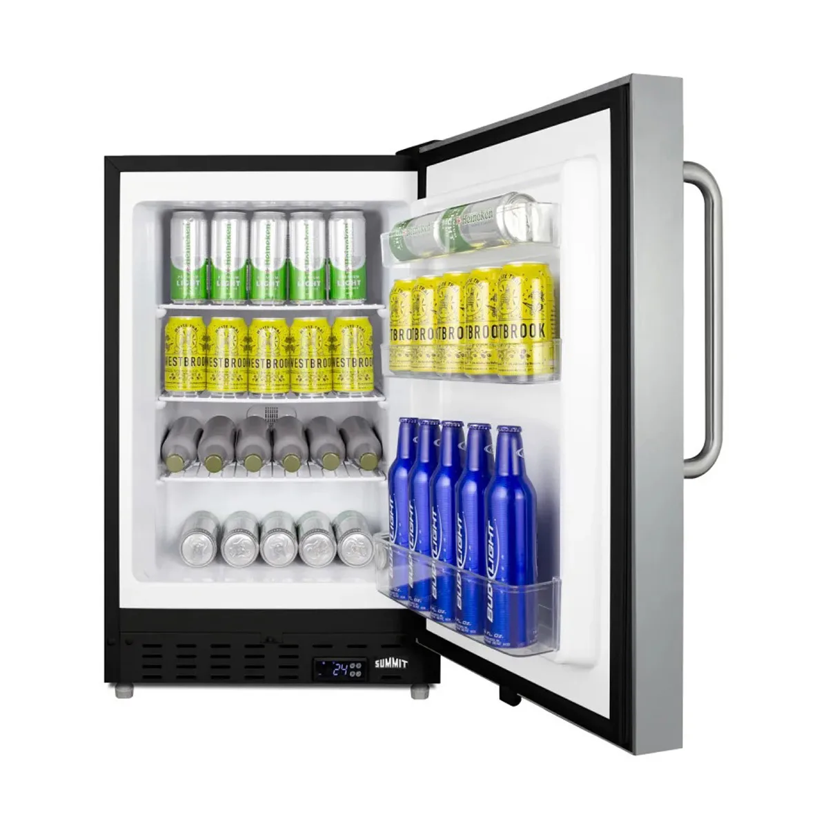 Summit ALFZ37BSSTBFROST 20" Built-in or Freestanding Undercounter Beer Froster w/ Stainless Steel Door and Towel Bar Handle, 2.68 cu. ft.
