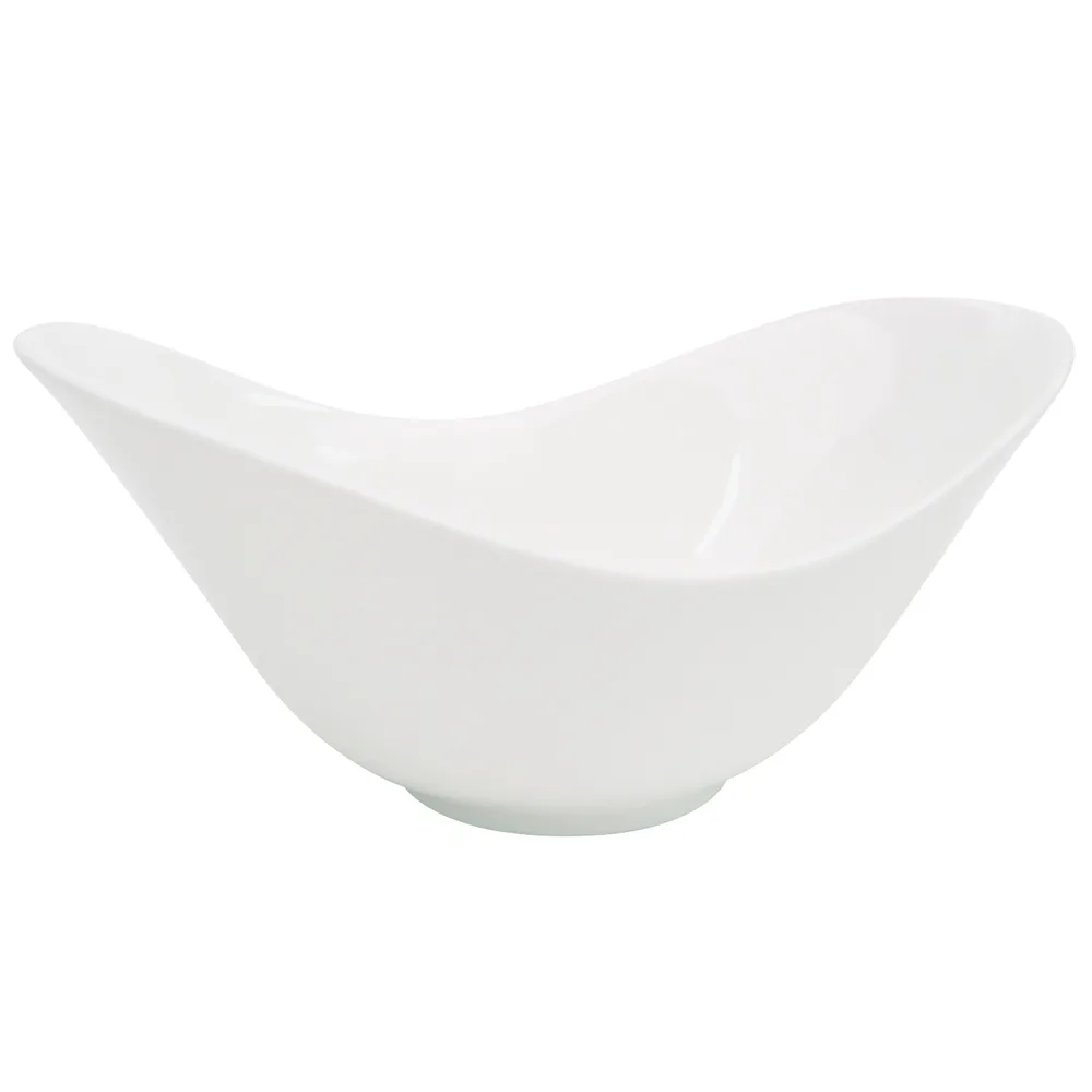CAC China SHER-72 Boat‑Shape Bowl, 11" L x 7" W x 5" H, Bone White Porcelain, Safe - 1 Dozen