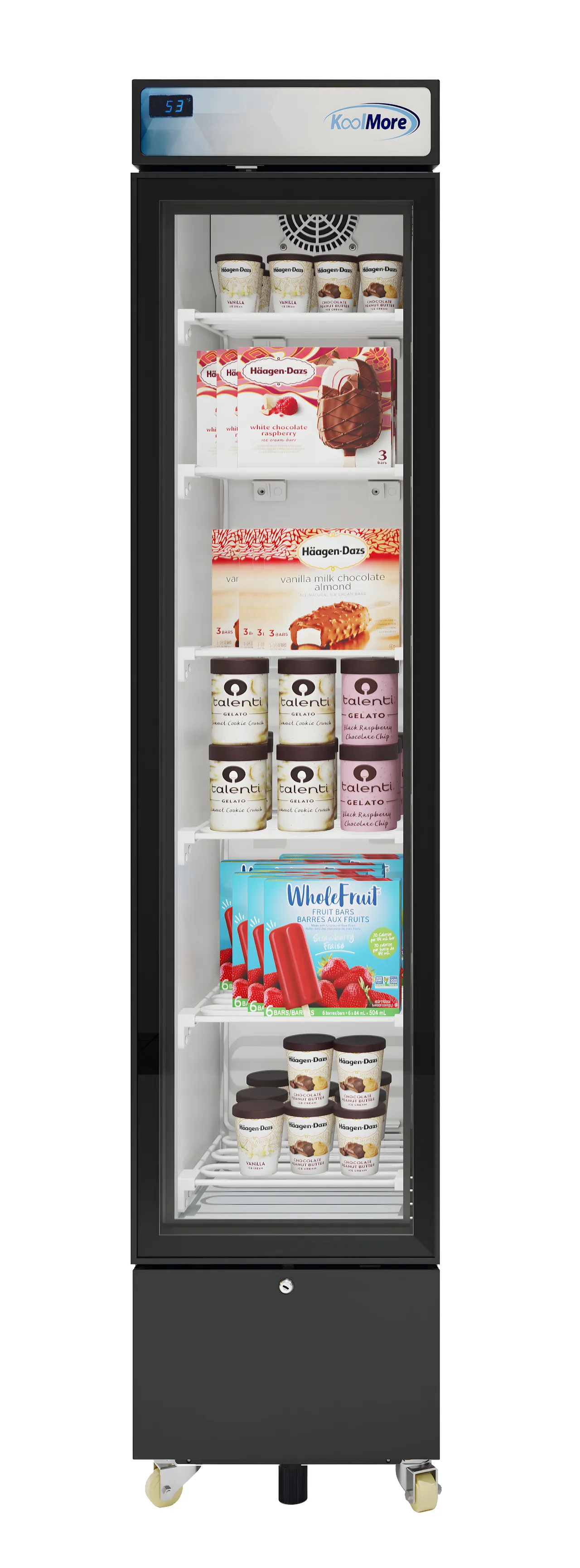 Koolmore KM-MDR-17S 17"W x 19.25"D x 78.20"H 7 cu. ft. Black Glass Door Merchandiser Refrigerator