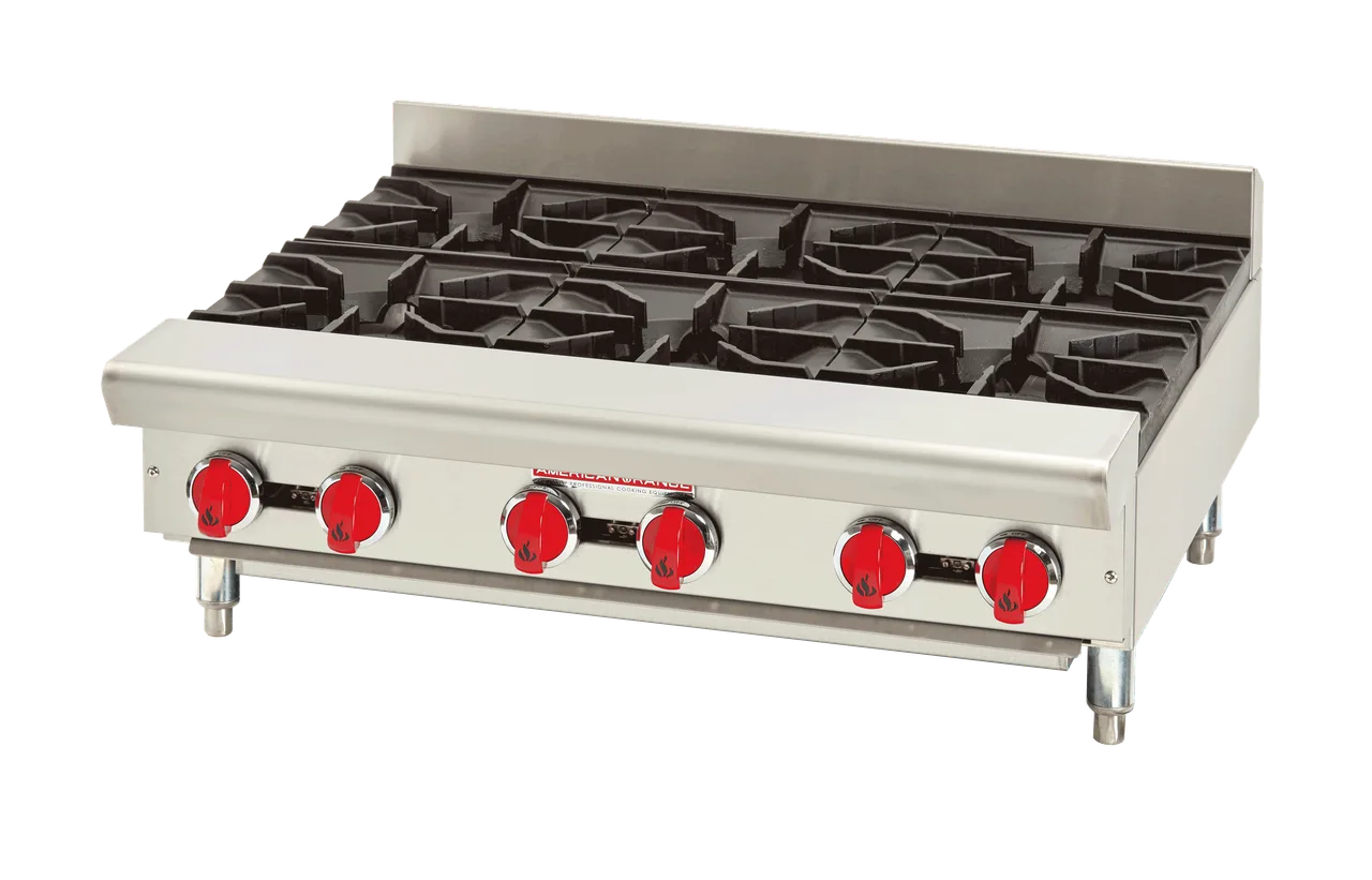 American Range ARSHP-36-6 36" Countertop Gas Hotplates w/ (6) Burners, 30" Depth, 192.000 BTU