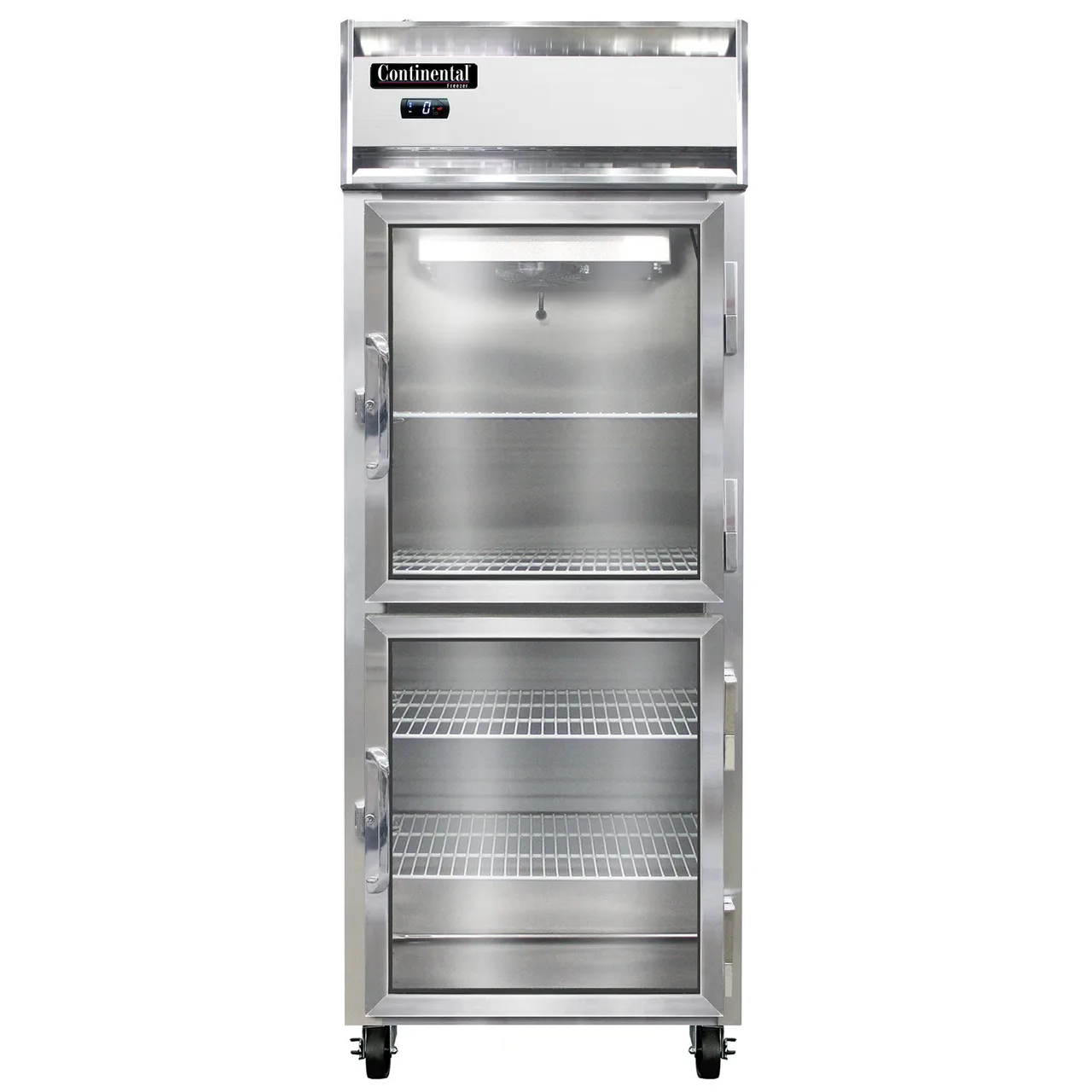 Continental Refrigerator 1FENSAGDHD 28" 2-Glass Door Reach-In Freezer, Top Mounted, 21 cu. ft., Stainless Steel