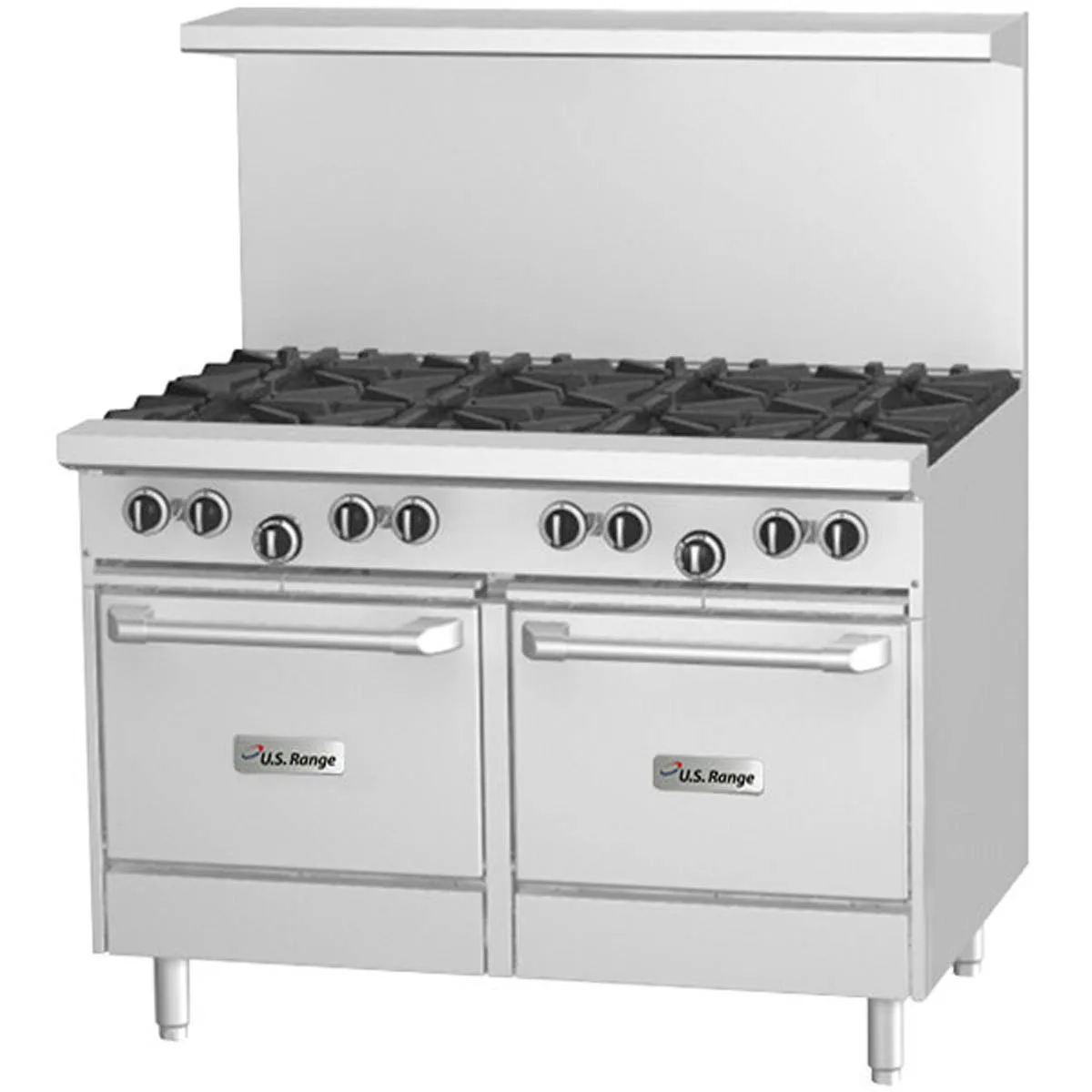 Garland US Range U48-8SS 48" Gas Restaurant Range w/ (8) Open Burners, (2) Cabinet Bases, 256.000 BTU