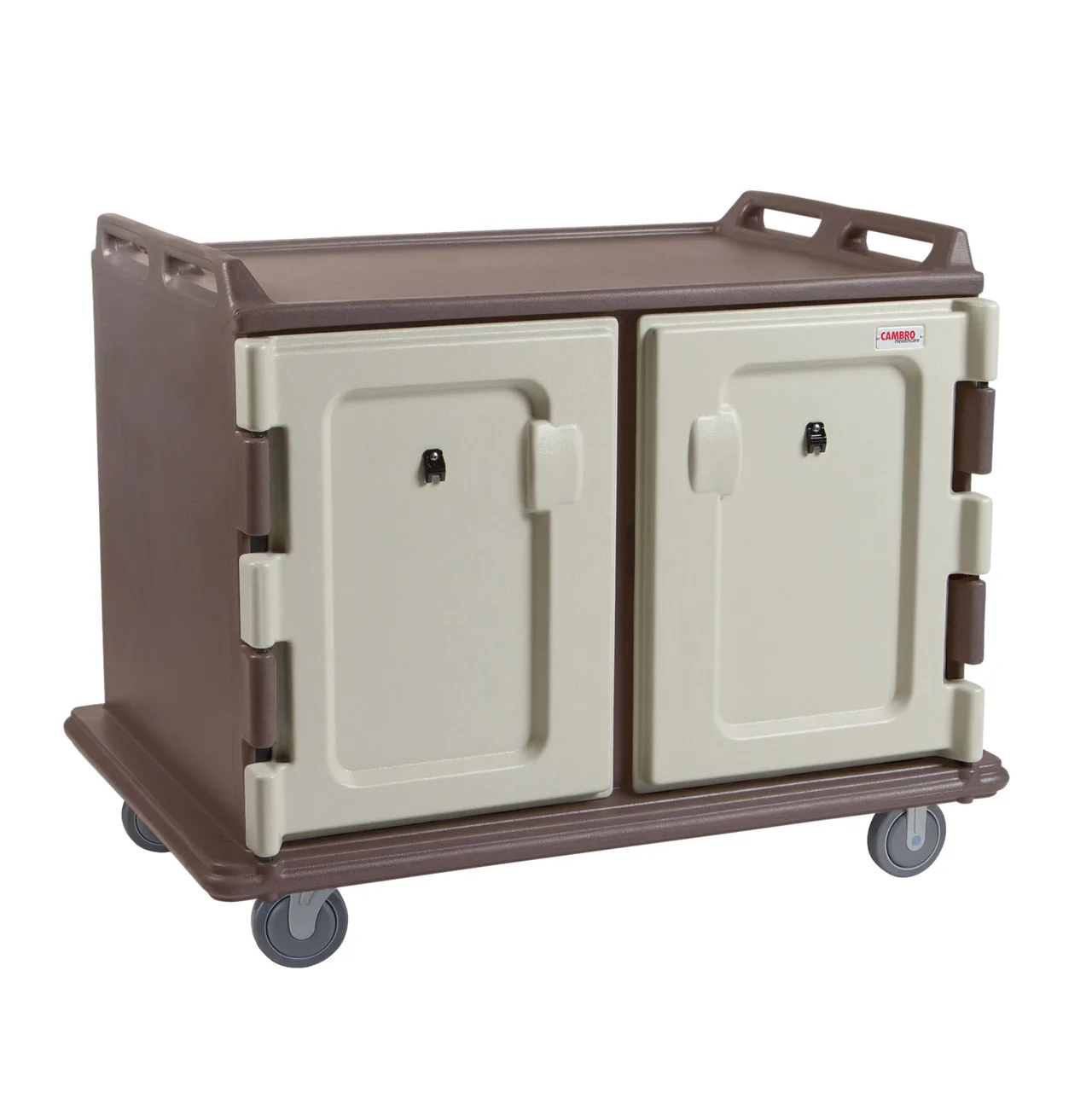 Cambro MDC1418S20194 Granite Sand 20 Tray Insulated Meal Delivery Cart w/ 2 Compartments