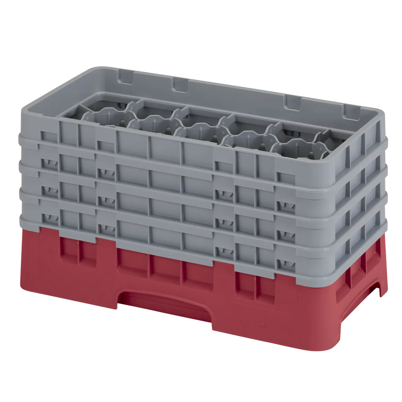 Cambro 17HS800416 Camrack Glass Rack, Half Size, 10x19.75x10.5, 17 Compartments, Cranberry Red, HACCP