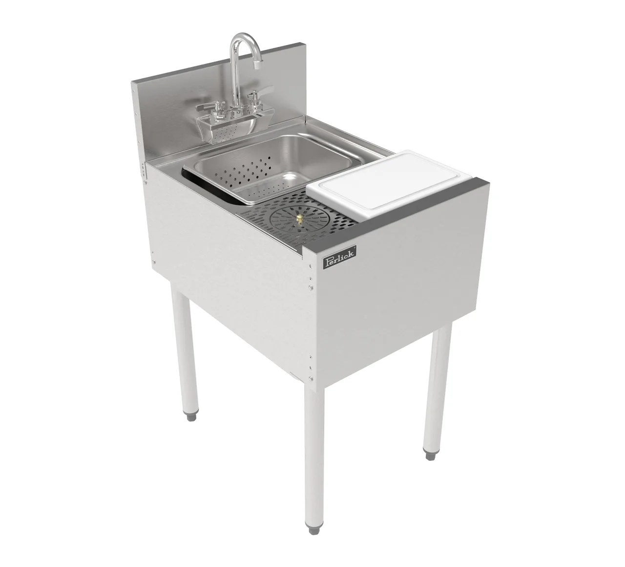 Perlick TSF18PS-SBR Underbar Sink Units, 1 Compartment with Glass Rinser & Cutting Board