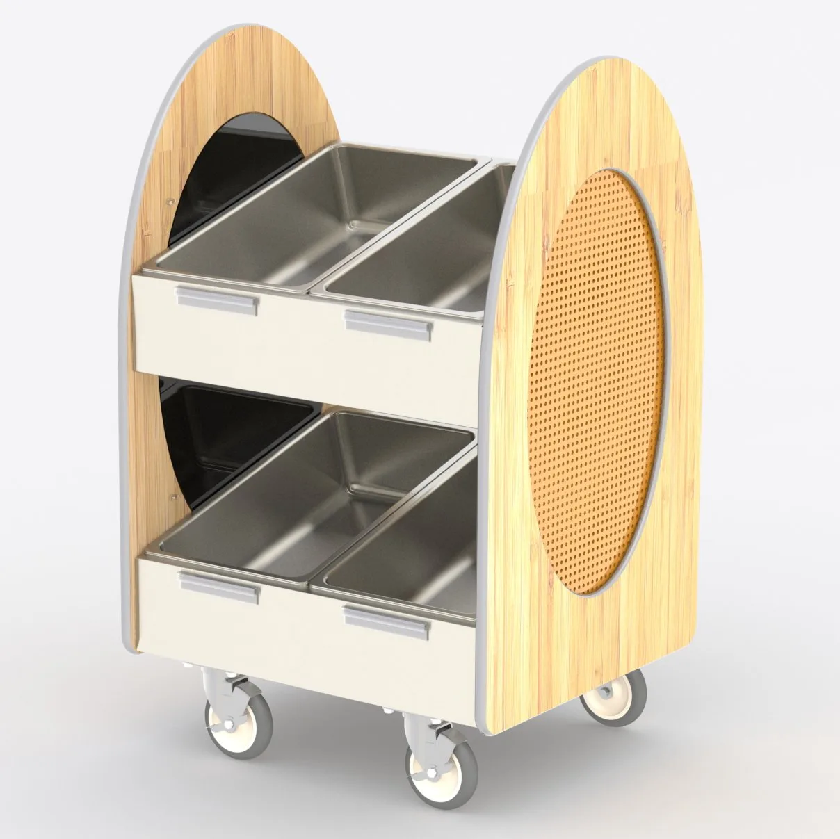Lakeside 68322 2-Shelf Merchandising Cart w/ Stainless Steel Adapter Bars - 27-3/4" x 24-1/4" x 44-1/2"