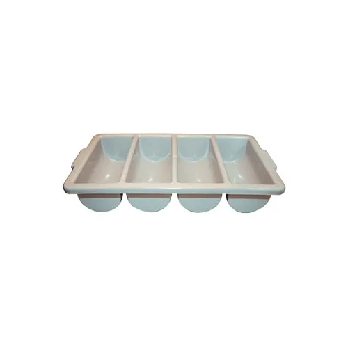 Winco PL-4B Plastic 4 Compartment Gray Cutlery Box