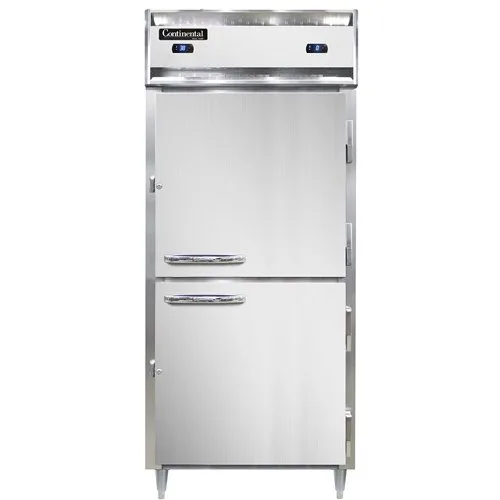 Continental Refrigerator D1RFXNHD 36" 1-Section Reach-In Refrigerator Freezer Combo w/ 2 Half Solid Doors