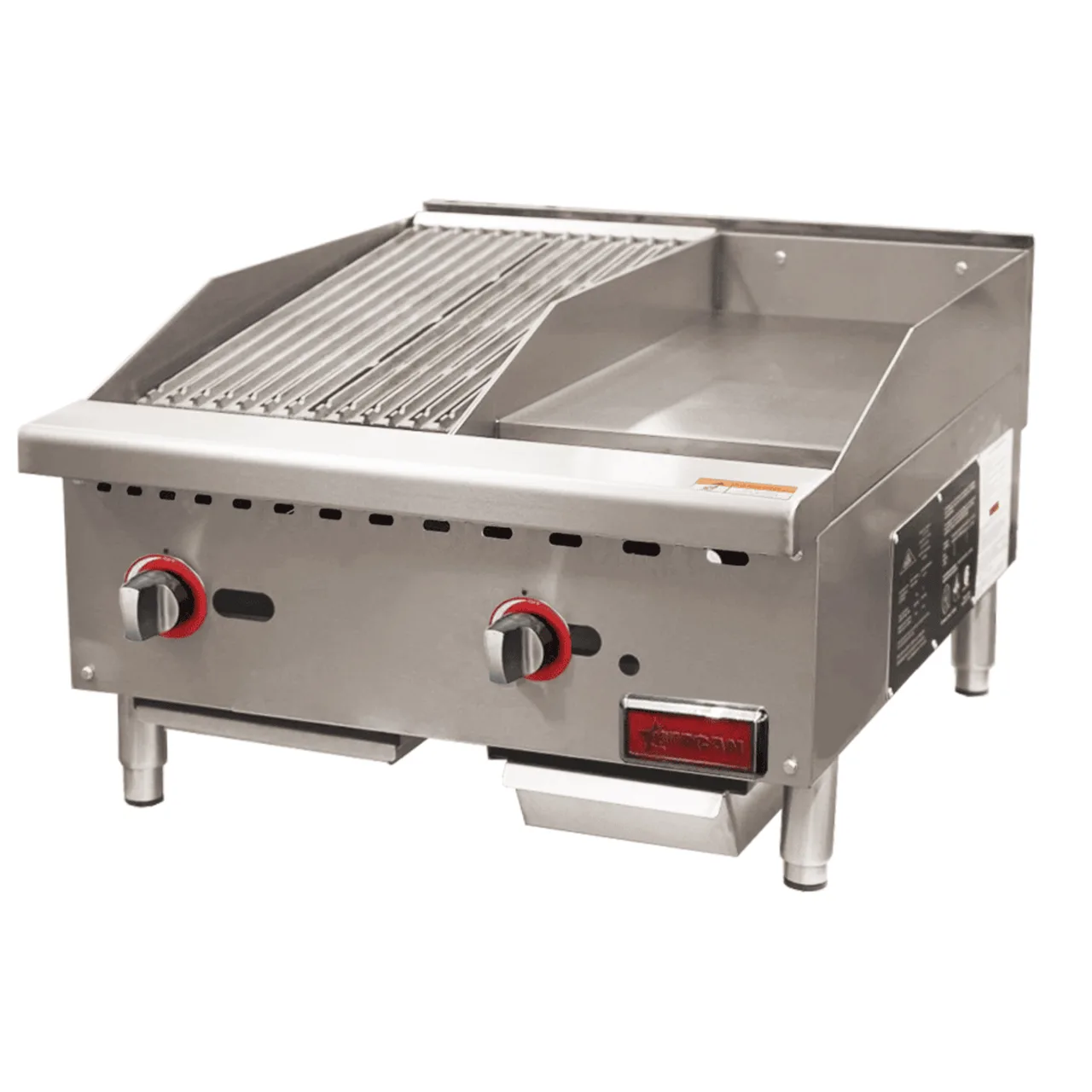 Omcan USA 48295 (Ce-Cn-12C12G) Griddle/Char-Broiler Combination, Countertop