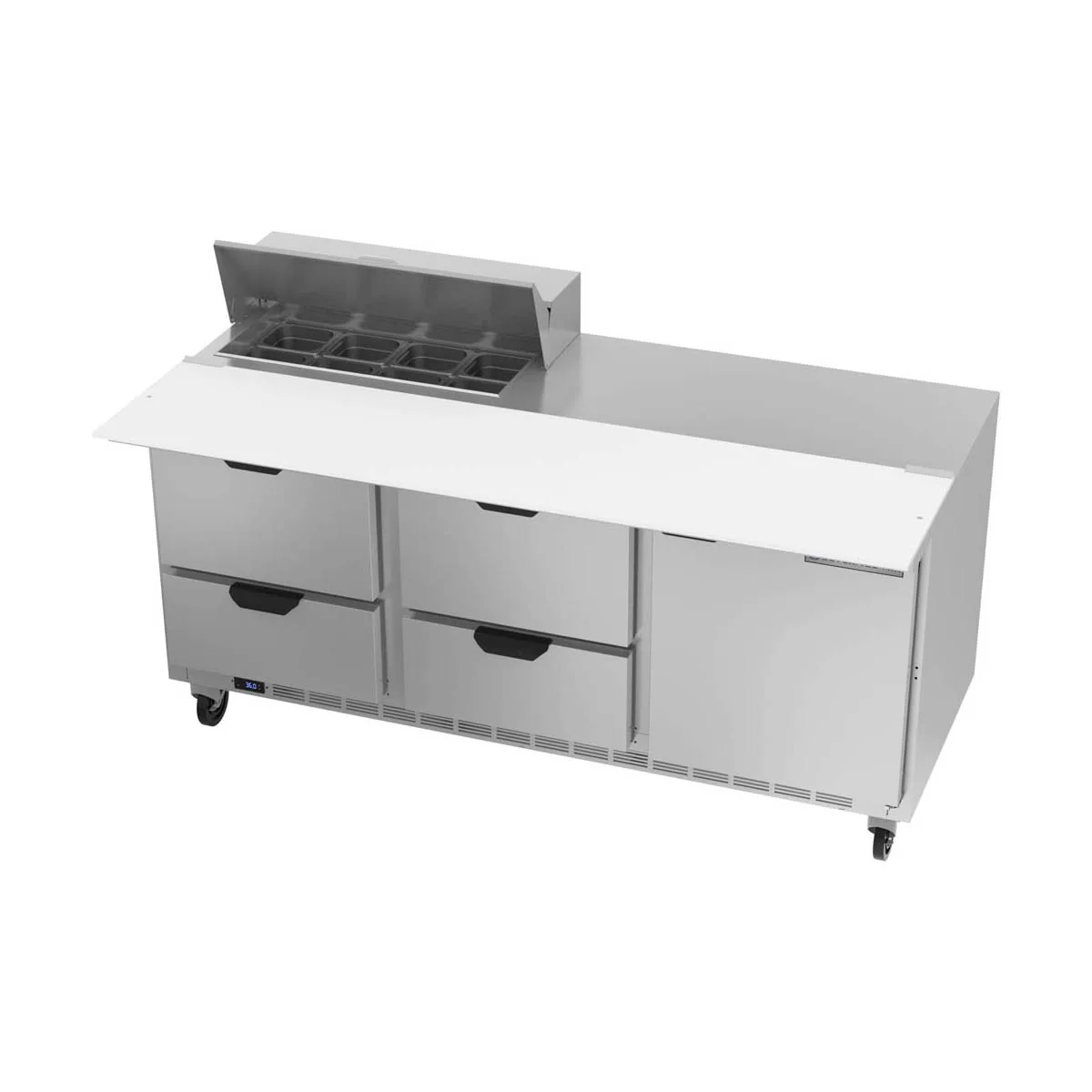 Beverage Air SPED72HC-08C-4 72" Three Section Sandwich/Salad Prep Table w/ 4 Drawers & 1 Door, 8 Pans